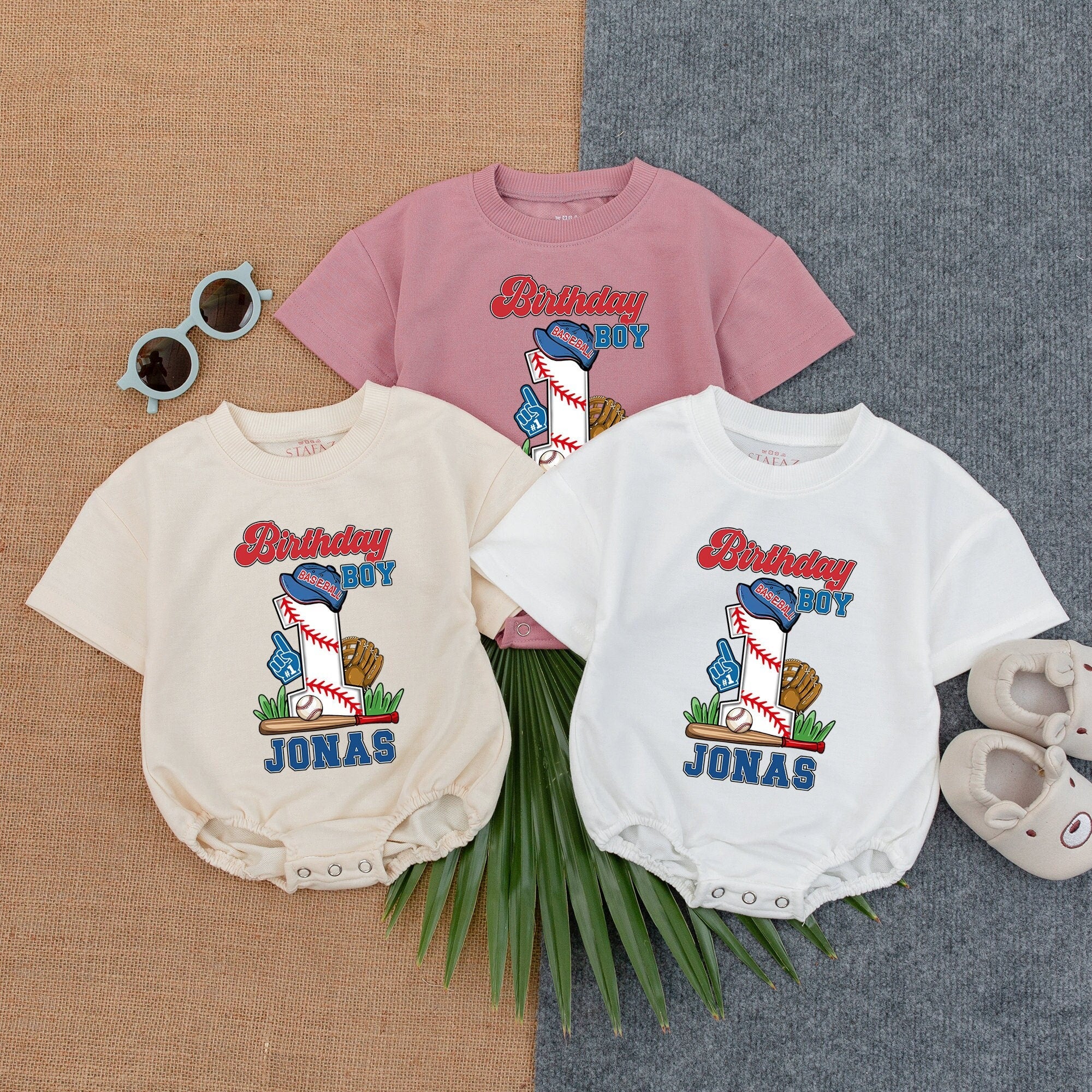Personalized Birthday Boy Baseball Romper Vibrant Design First Birthday Baby Outfit Cotton Comfortable Gift for Infant or Toddler