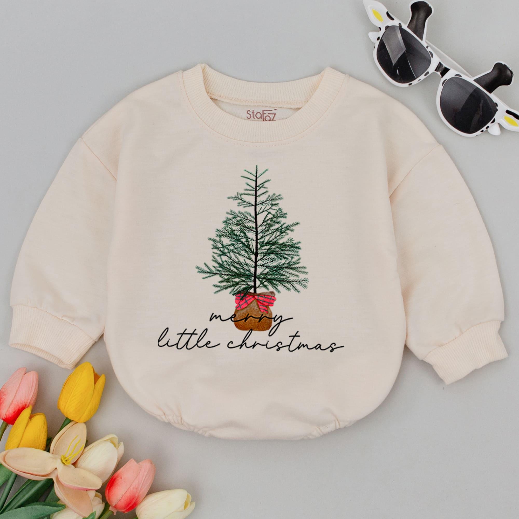 Merry Little Christmas Baby Romper Cozy Holiday Outfit Infant First Xmas Soft Cotton Festive Gift Red Green Design Newborn Shower