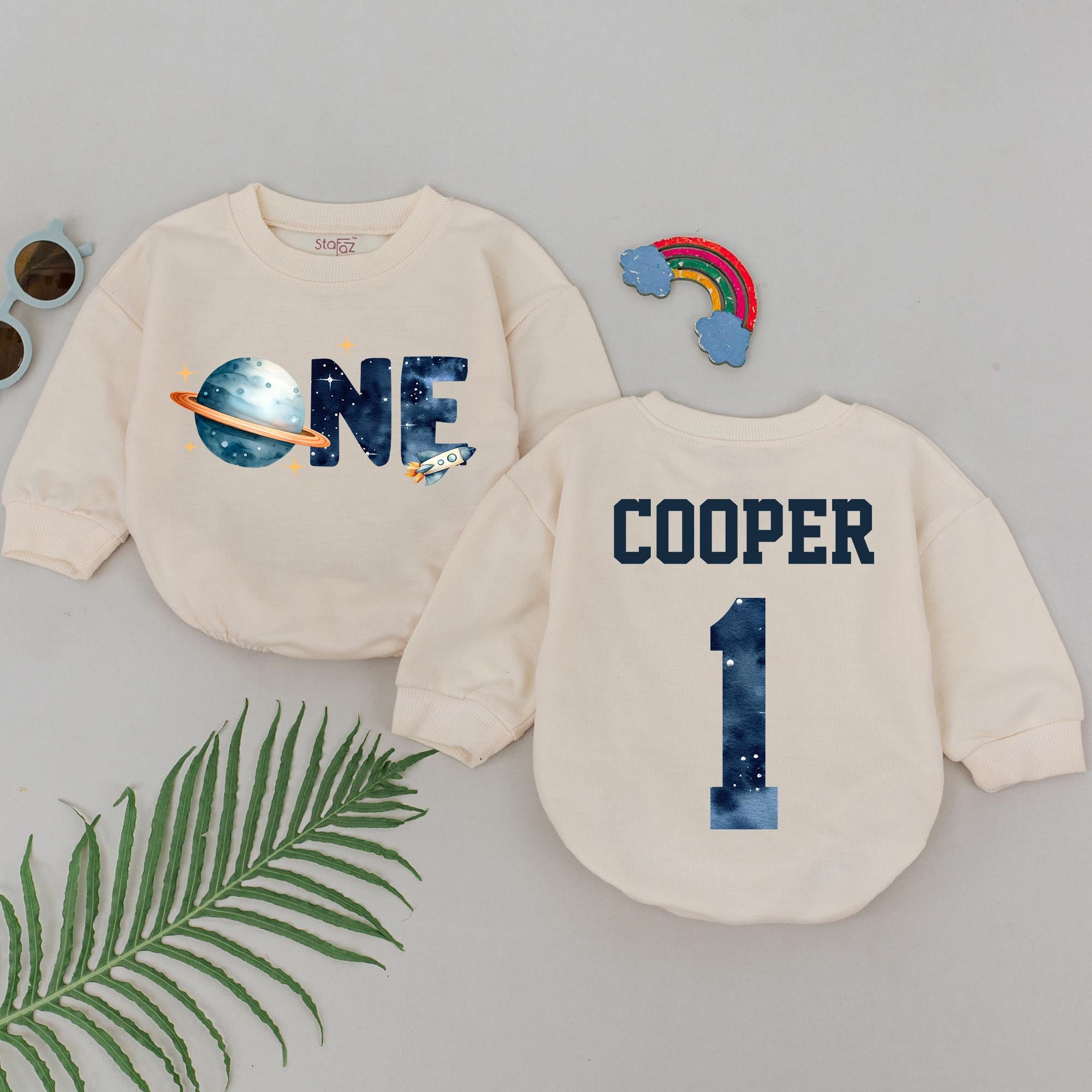 Custom Space Birthday Romper with Name - 1st Trip Around Sun