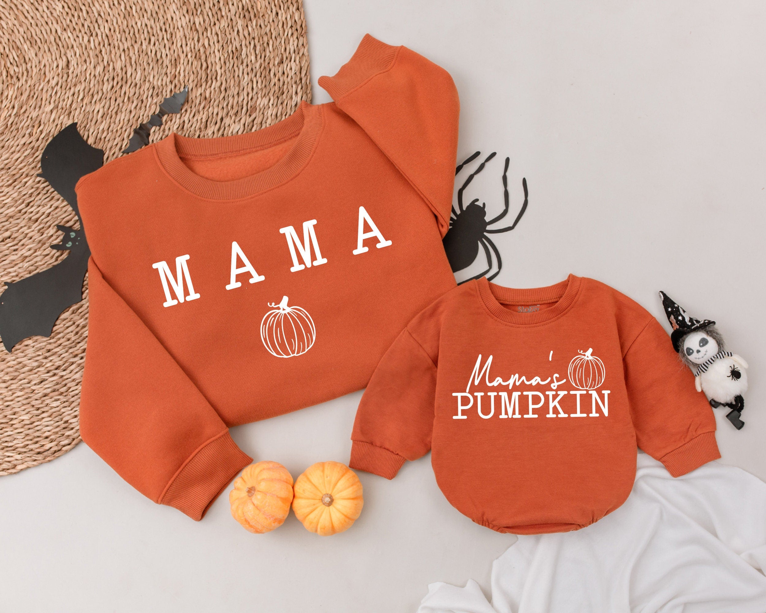 Custom Mama & Pumpkin Sweatshirts with Retro Halloween Charm