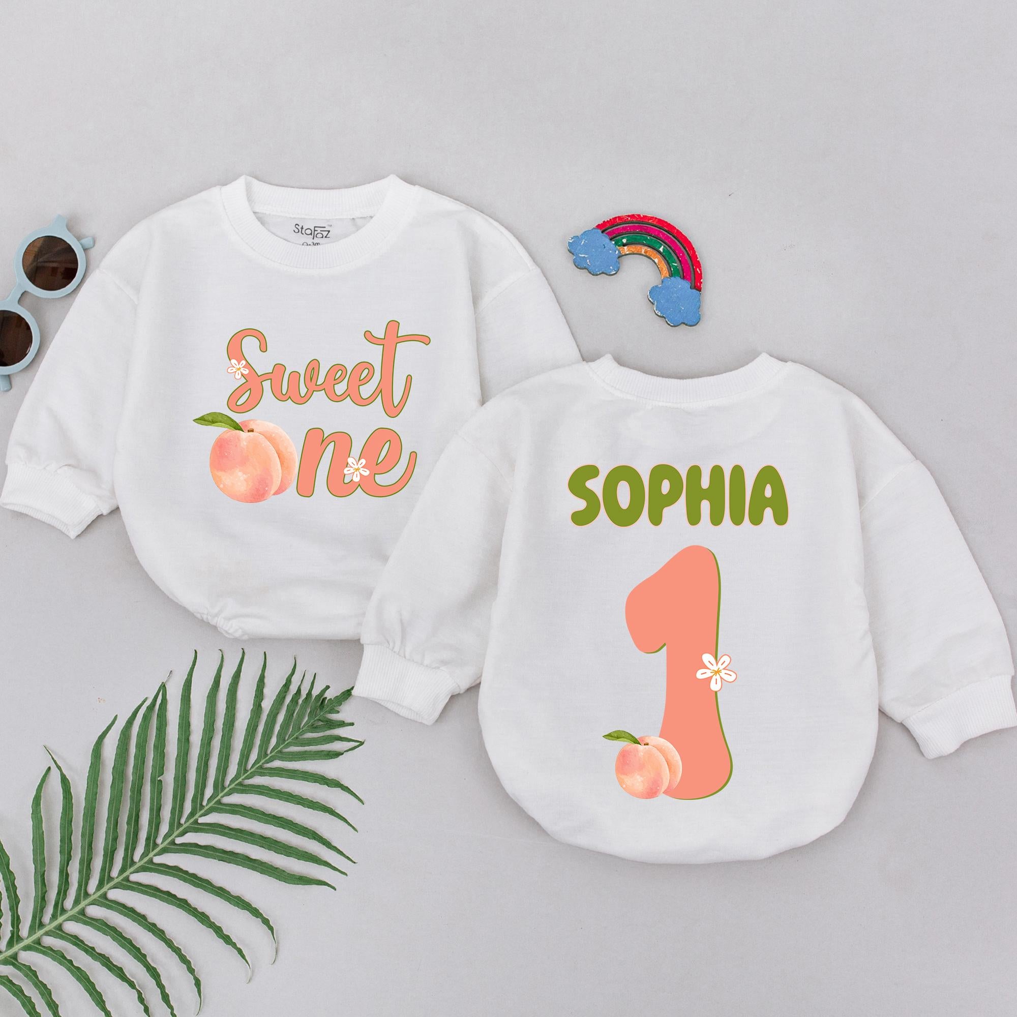 Custom Sweet Peach Birthday Romper with Name - Unique Baby Gift