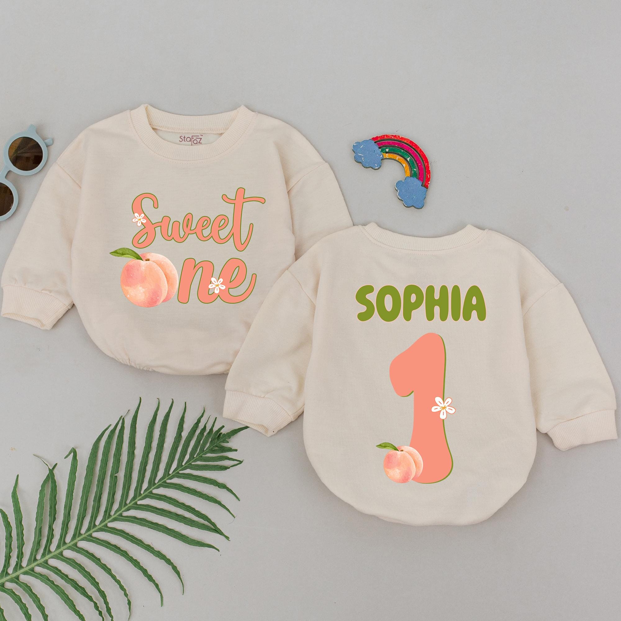 Custom Sweet Peach Birthday Romper with Name - Unique Baby Gift