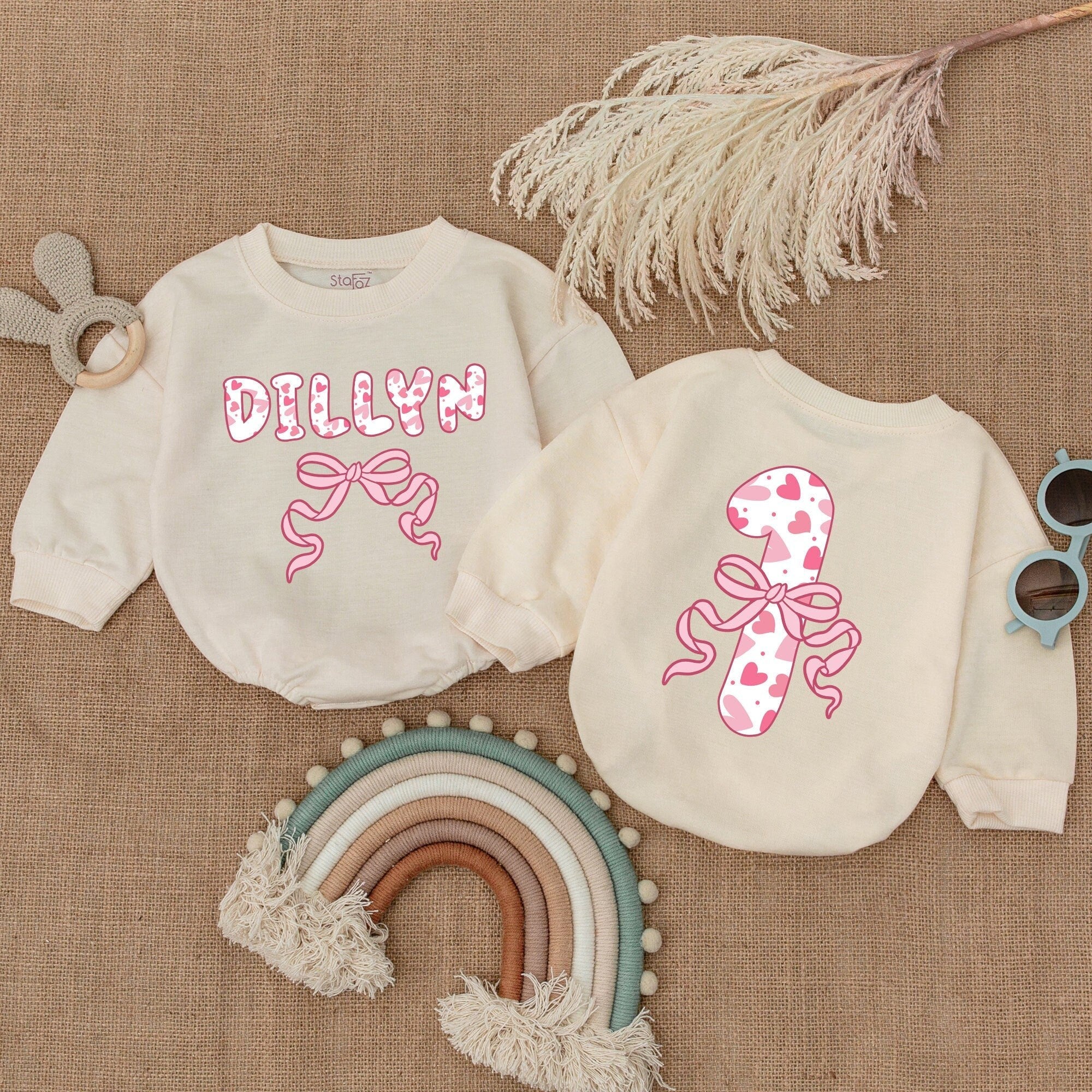 Personalized Pink Cow Pattern First Birthday Romper for Girls