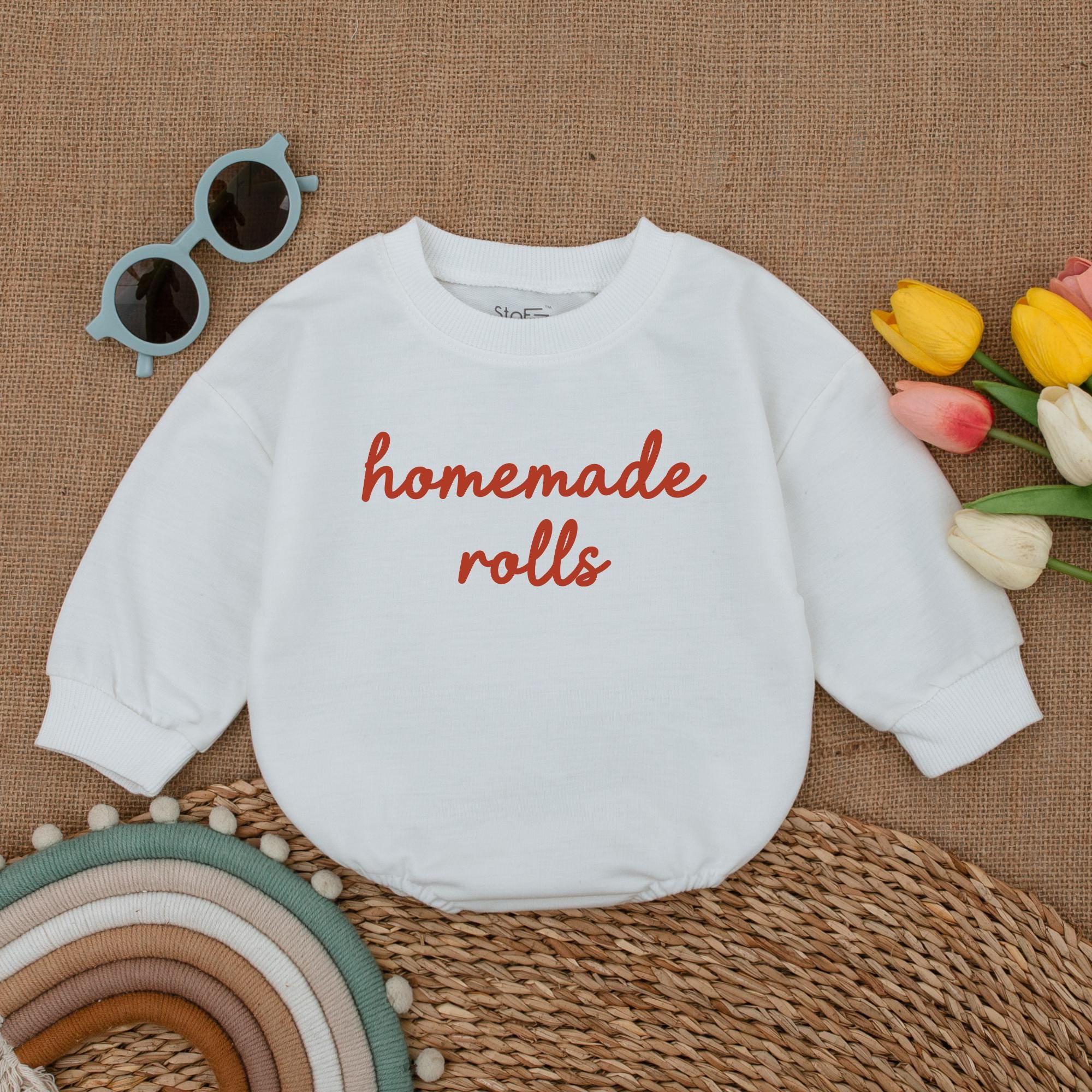 Homemade Rolls Baby Romper Cozy First Thanksgiving Outfit Infant Bodysuit Warm Earthy Design Soft Comfortable Holiday Apparel Gift