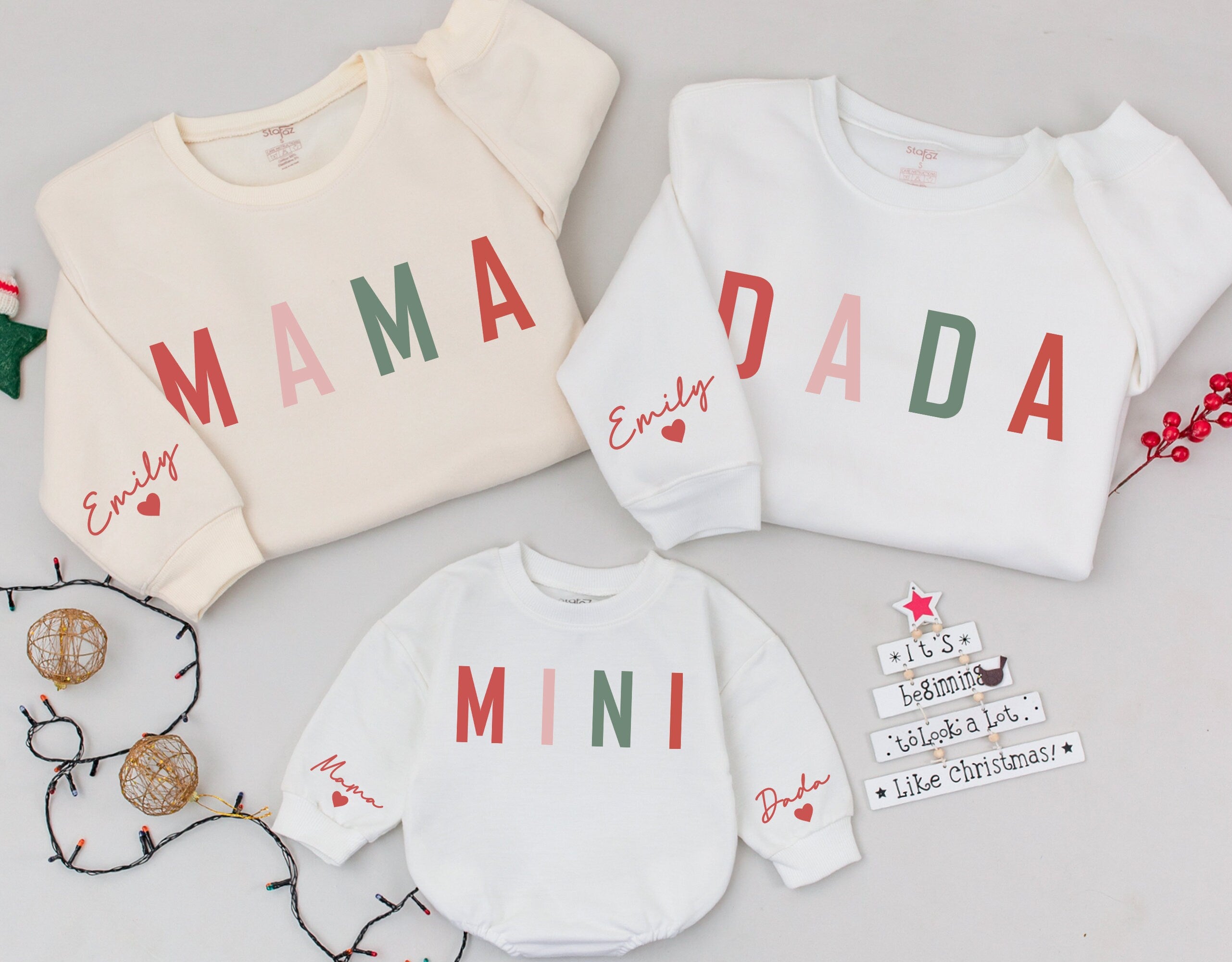 Personalized Mama, Dada & Mini Family Christmas Sweatshirts