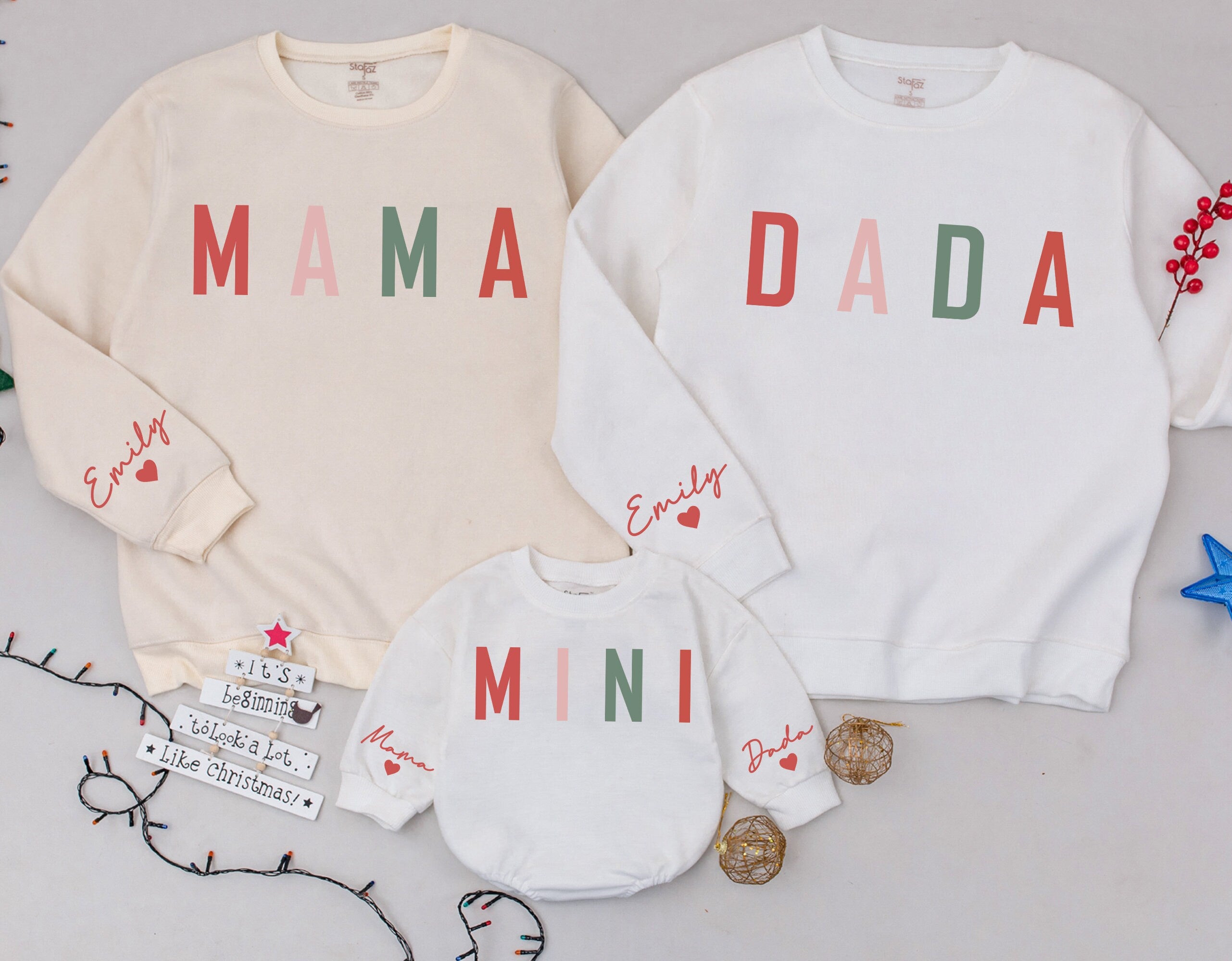 Personalized Mama, Dada & Mini Family Christmas Sweatshirts