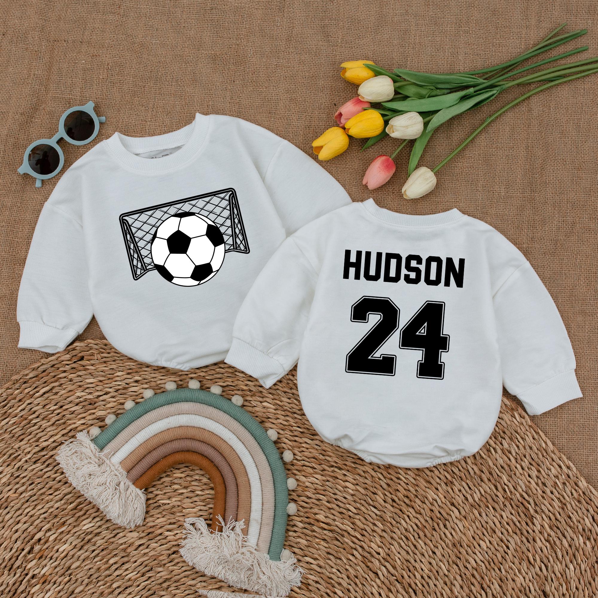 Custom Soccer Baby Romper with Name & Number Design