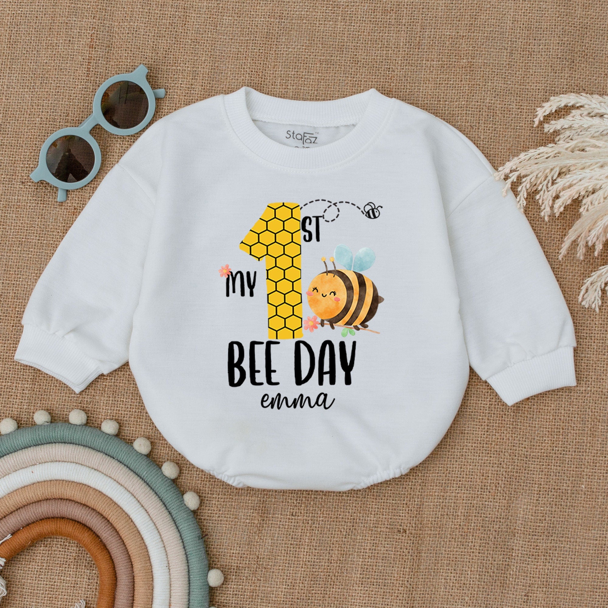 Custom My 1st Bee Day Baby Romper Cute Honey Bee First Birthday Outfit Soft Cotton Design Infant Party Gift