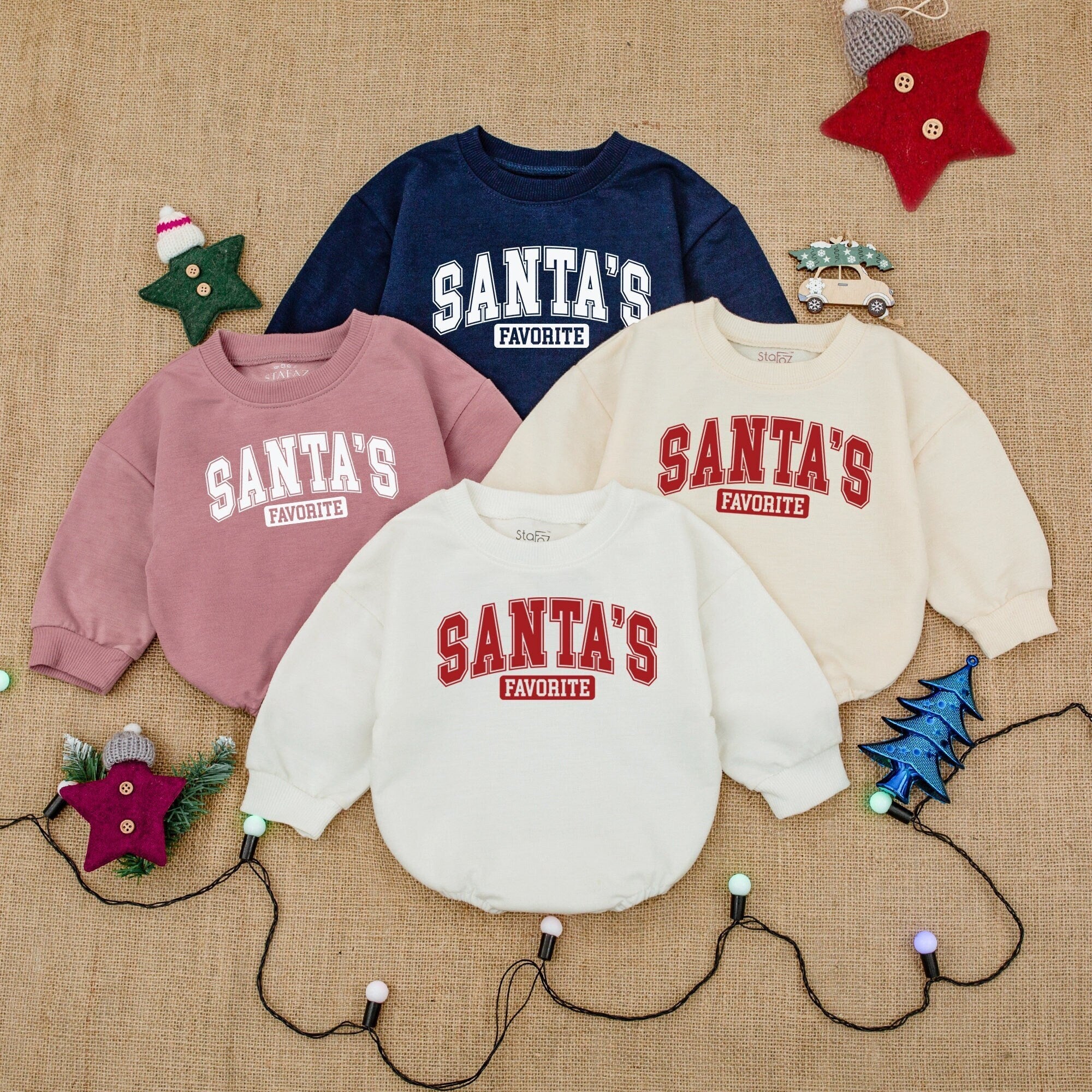 Santa's Favorite Baby Bodysuit Christmas Outfit Red White Holiday Romper Infant Toddler Girl Boy Cotton Soft Festive Baby Shower Gift