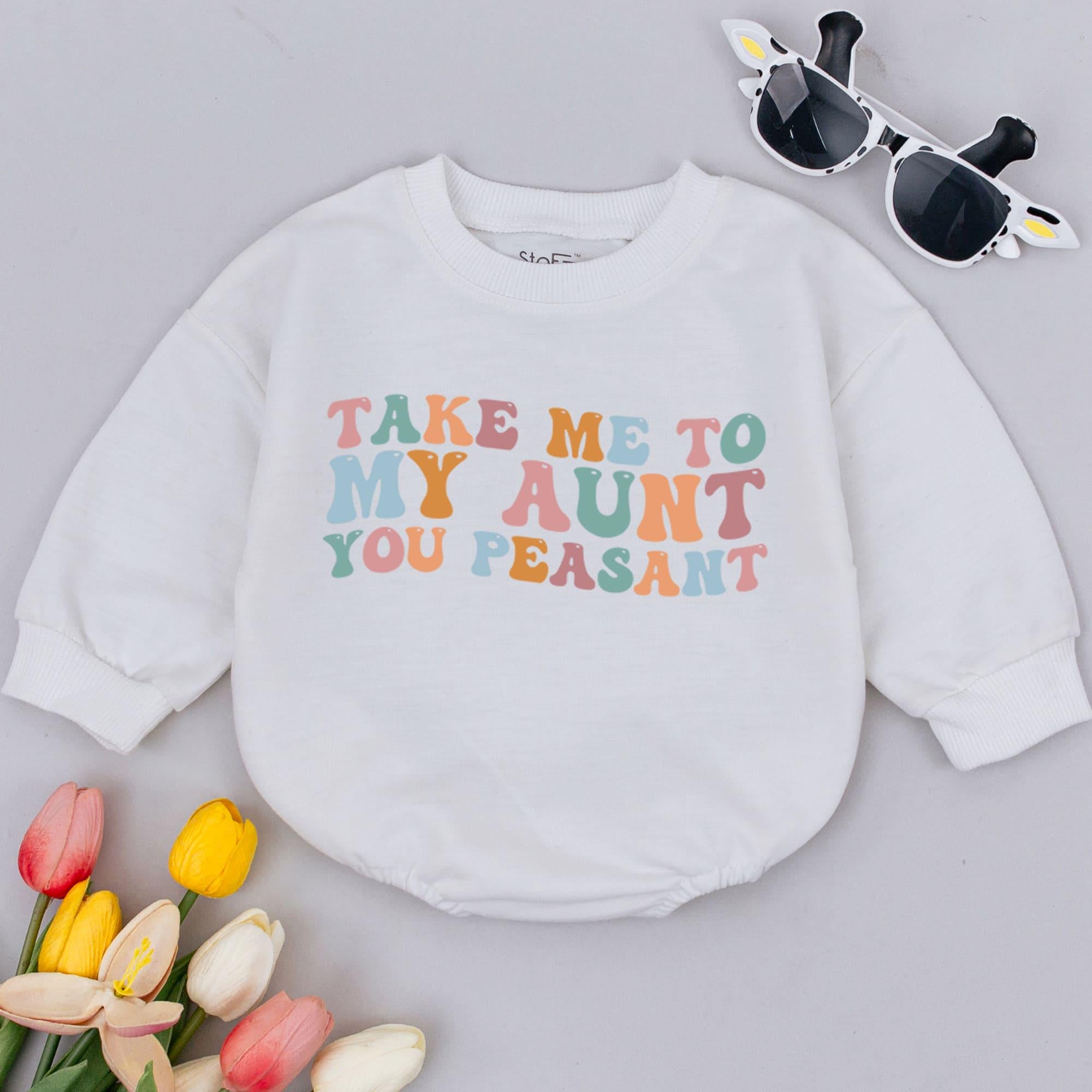 Playful 'Take Me To My Aunt' Baby Romper