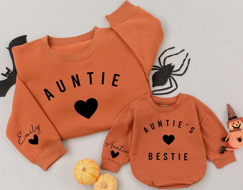 Personalized Auntie & Bestie Matching Sweaters with Heart Design