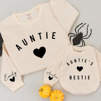 Personalized Auntie & Bestie Matching Sweaters with Heart Design