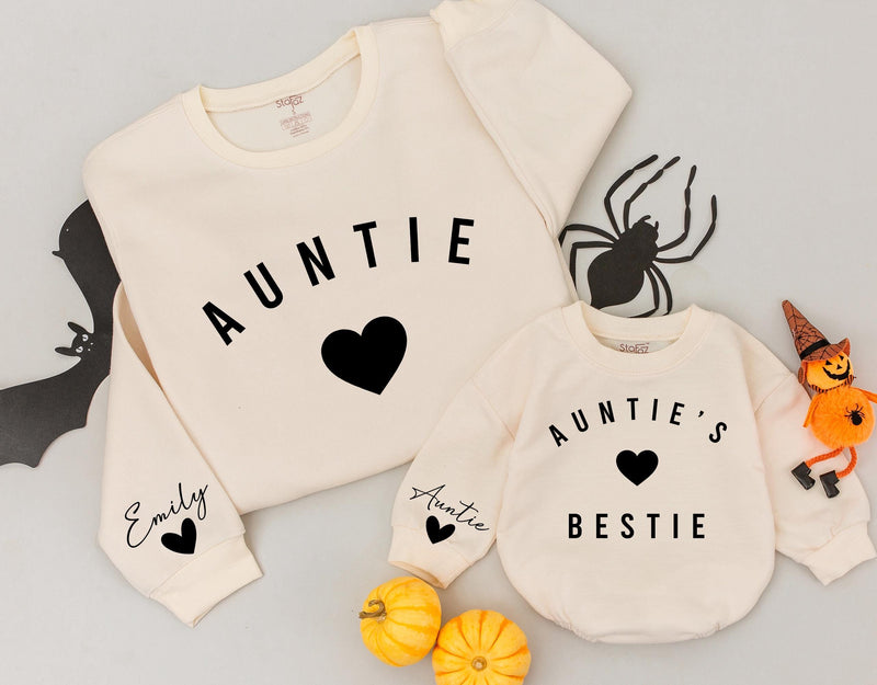 Personalized Auntie & Bestie Matching Sweaters with Heart Design