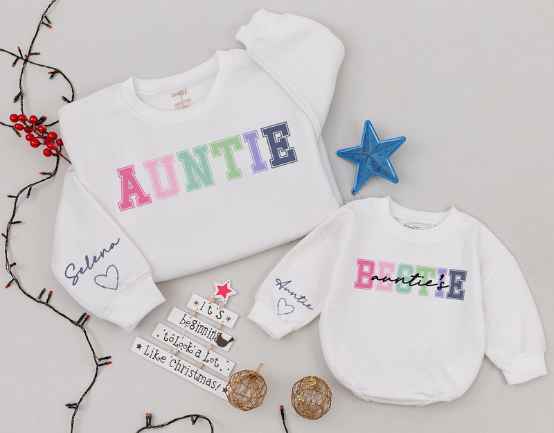 Personalized Auntie & Bestie Sweaters with Colorful Design