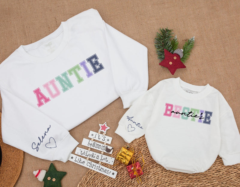 Personalized Auntie & Bestie Sweaters with Colorful Design