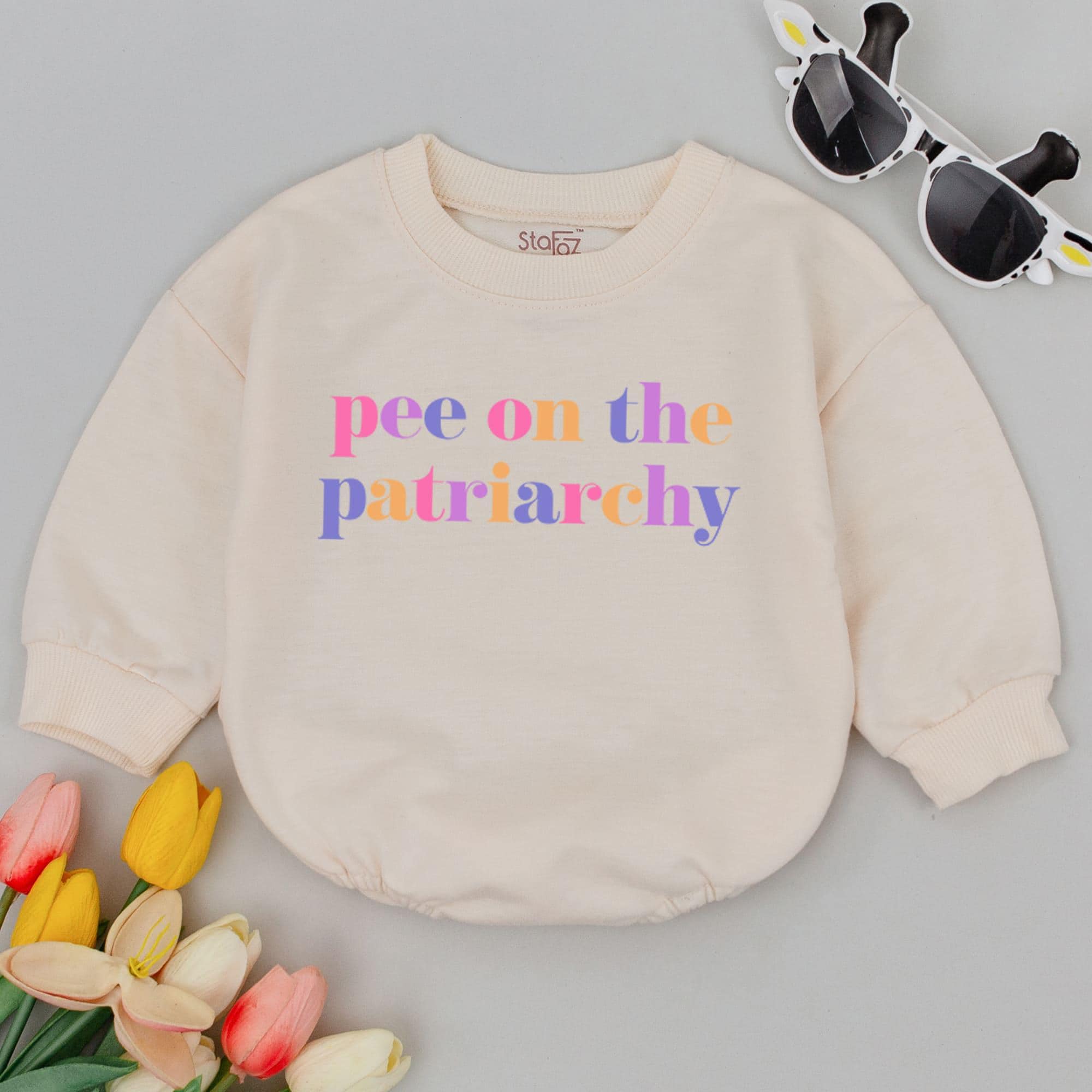 Pee On The Patriarchy Baby Romper Colorful Feminist Baby Outfit Girl Power Infant Clothing Soft Cotton Activist Gift Pregnancy Reveal