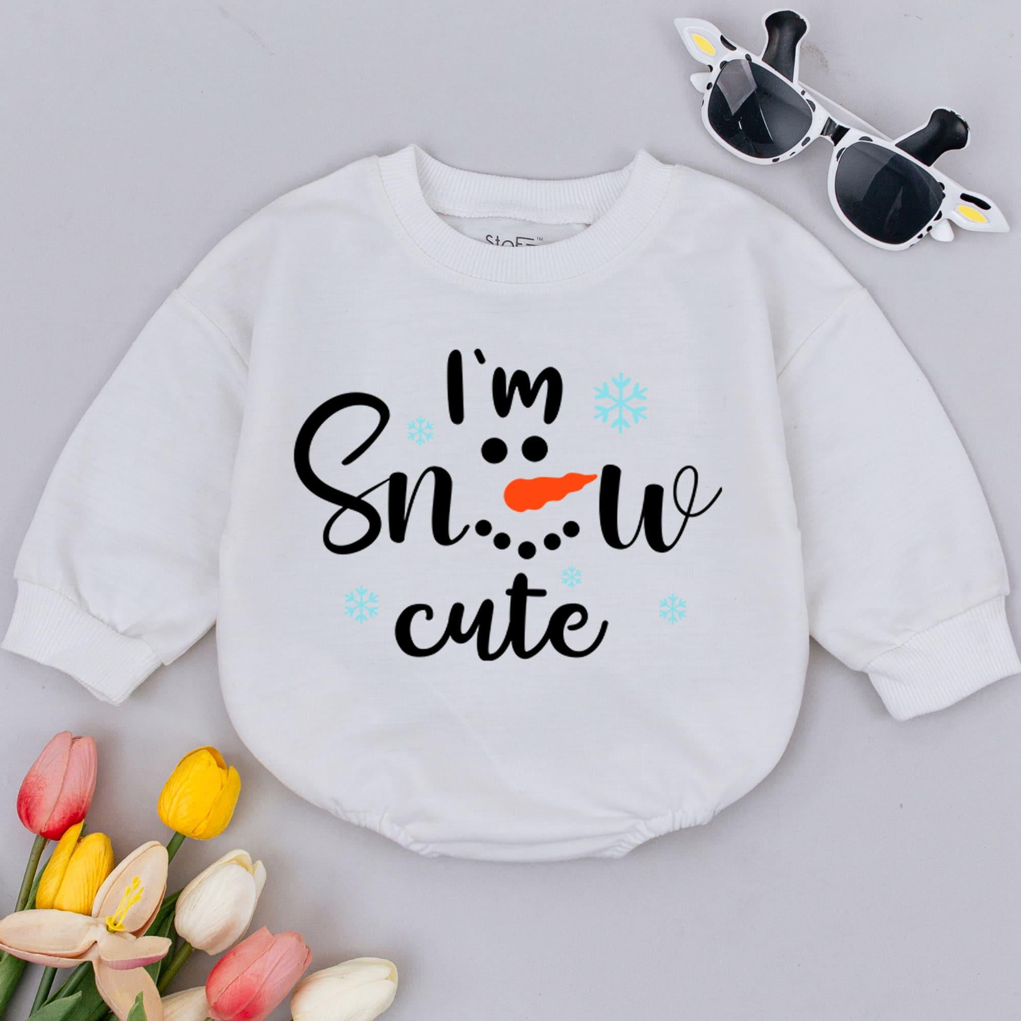 I'm Snow Cute Baby Romper Adorable Snowman Winter Outfit Holiday Gift Cotton Cozy Christmas Apparel