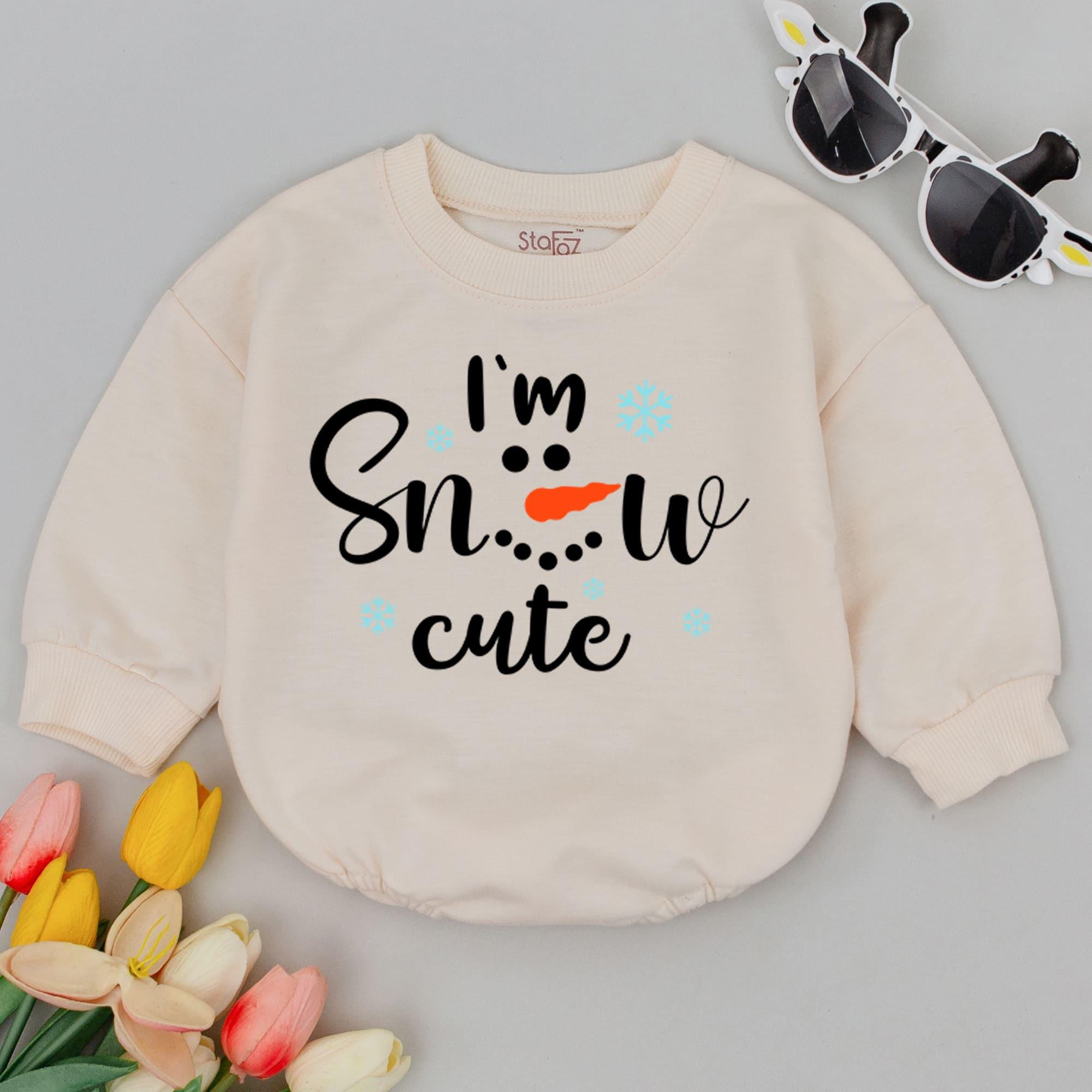 I'm Snow Cute Baby Romper Adorable Snowman Winter Outfit Holiday Gift Cotton Cozy Christmas Apparel