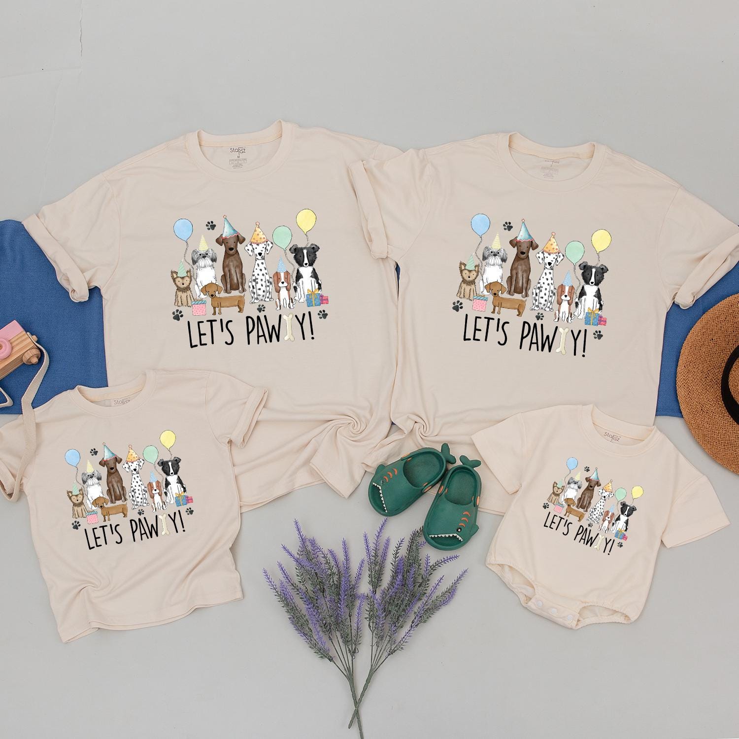 Let's Pawty Dog Birthday Shirt for Family Celebrations