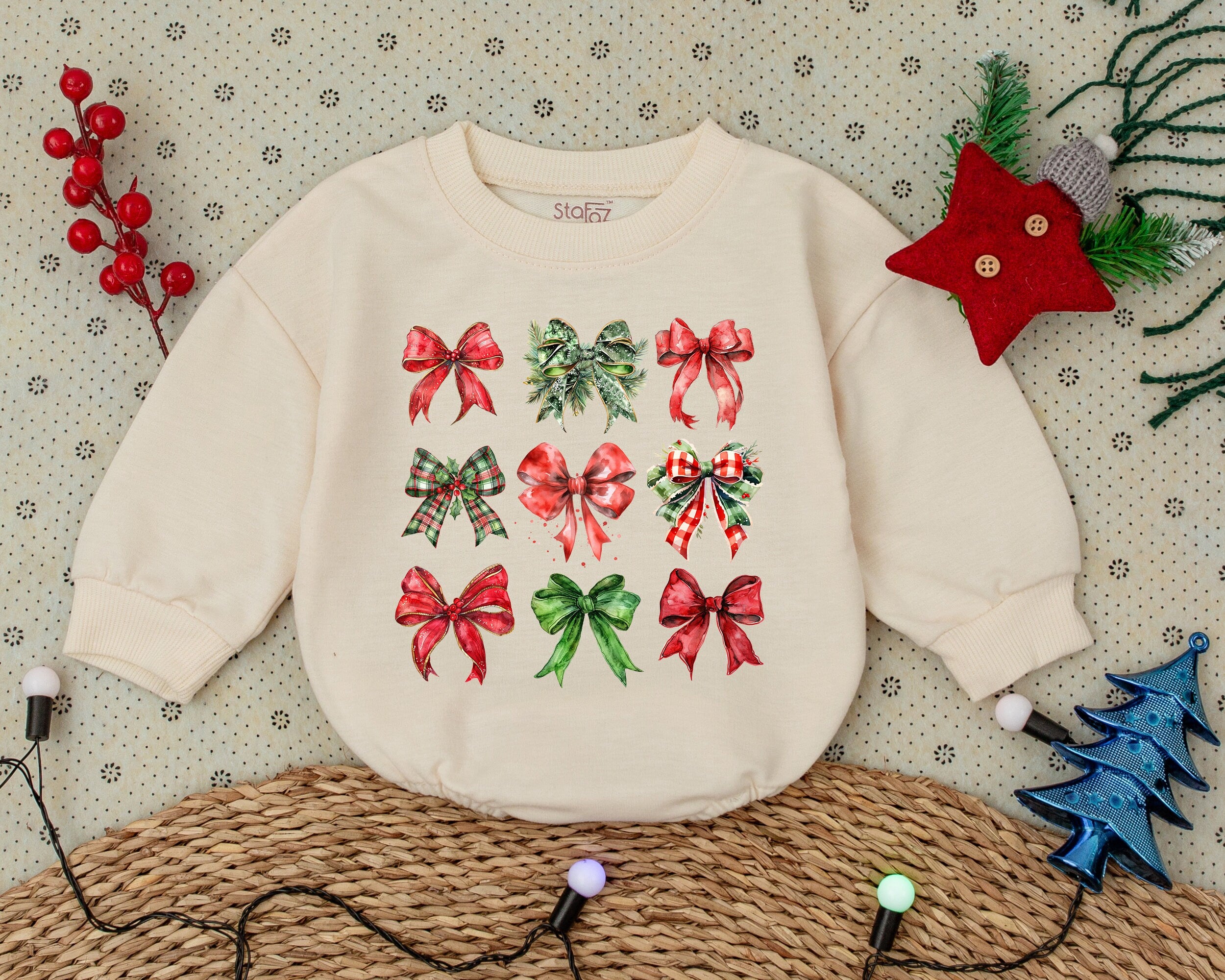 Festive Bow Baby Romper Christmas Outfit Toddler Girl Holiday Bodysuit First Christmas Baby Shower Gift Soft Comfortable Cotton