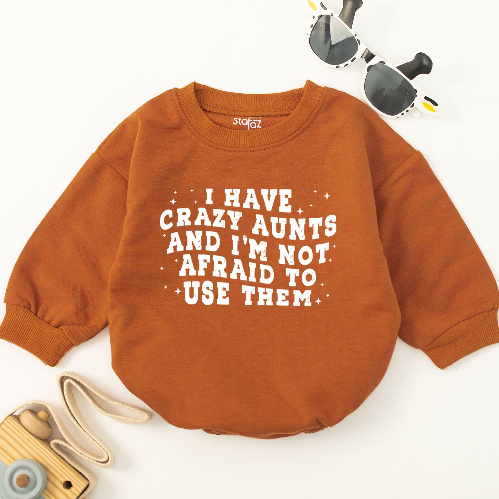 Fun Baby Romper with 'Crazy Aunts' Quote for Family Reveal