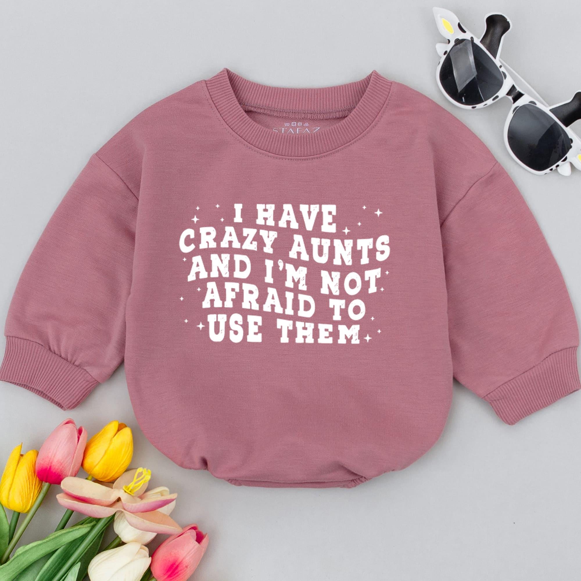Fun Baby Romper with 'Crazy Aunts' Quote for Family Reveal