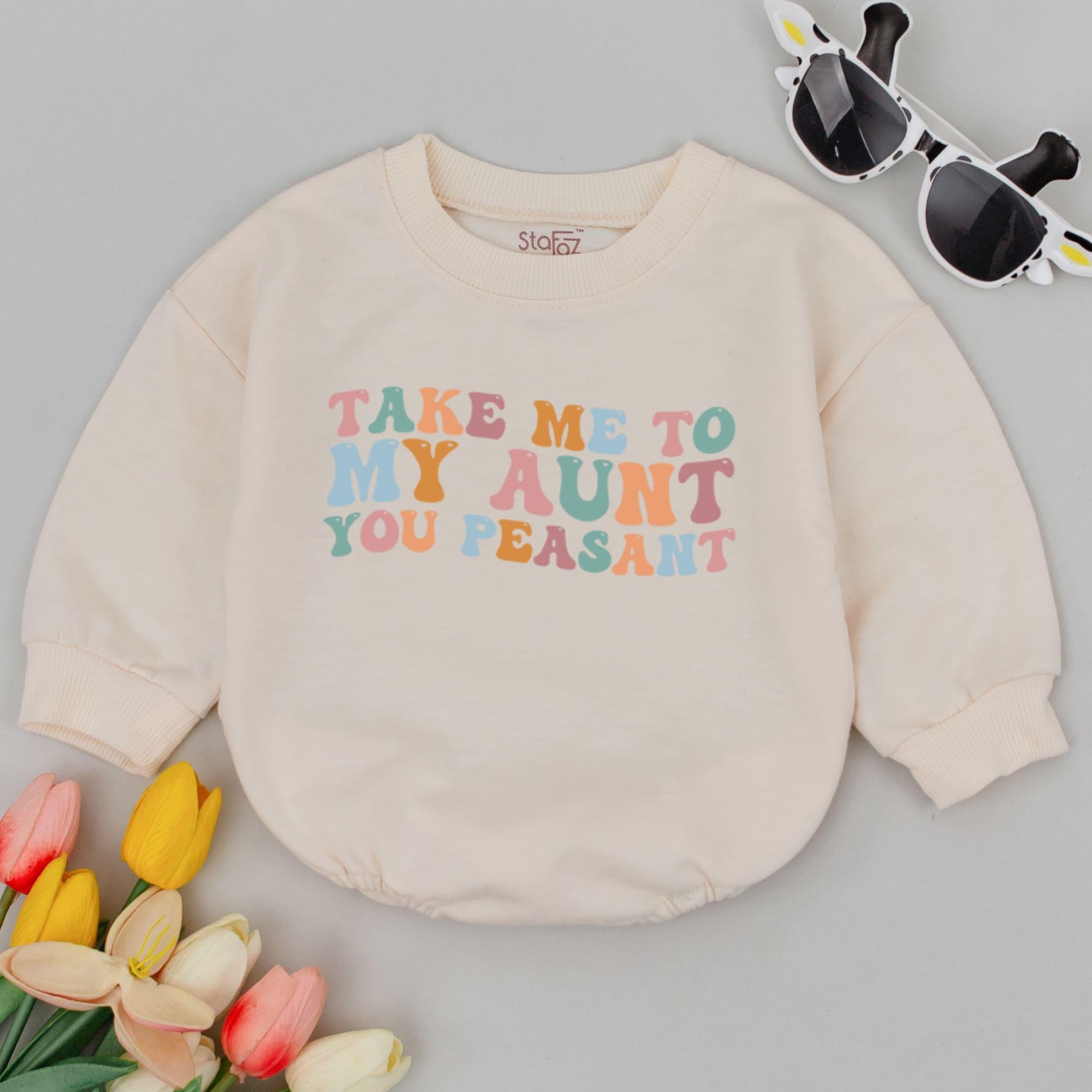 Playful 'Take Me To My Aunt' Baby Romper