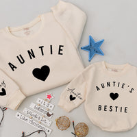 Personalized Auntie & Bestie Matching Sweaters with Heart Design