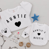 Personalized Auntie & Bestie Matching Sweaters with Heart Design