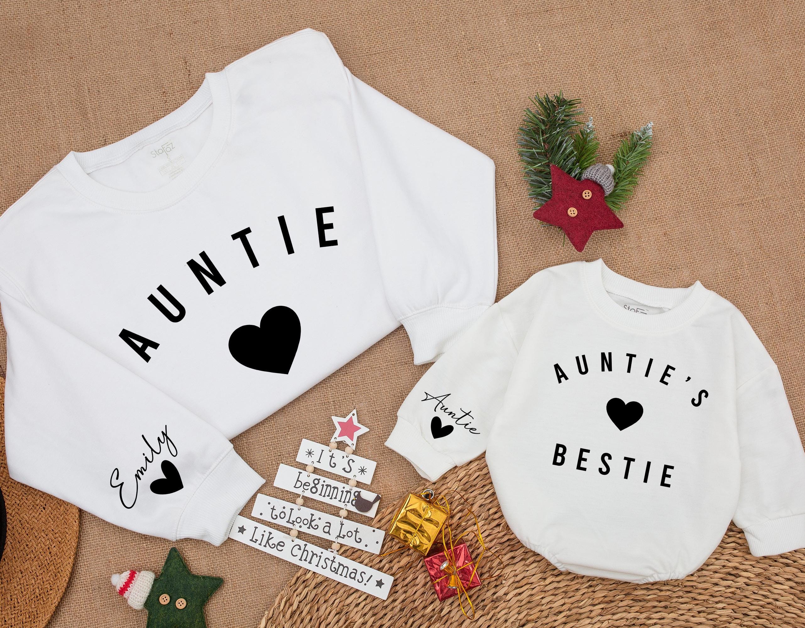 Personalized Auntie & Bestie Matching Sweaters with Heart Design