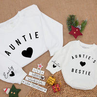 Personalized Auntie & Bestie Matching Sweaters with Heart Design