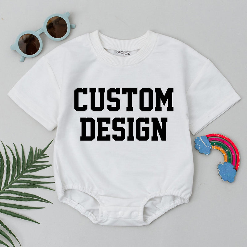 Custom Baby Romper Bold Text Personalized Design Birthday Outfit Soft Spring Cotton Unisex Infant Clothes Gift Idea