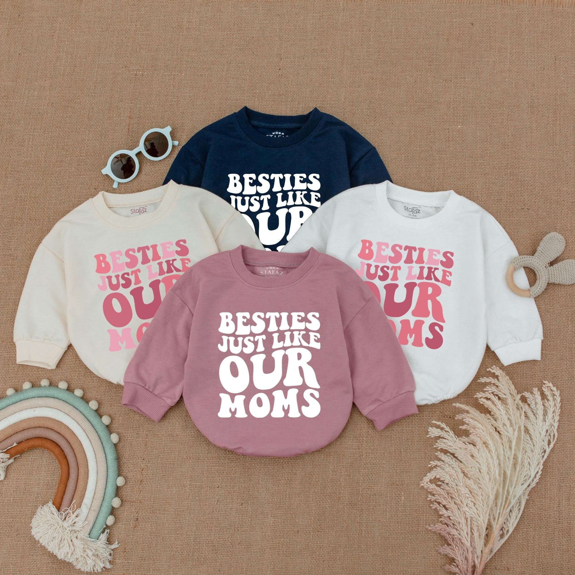 Besties Just Like Our Moms Baby Romper Matching Outfit Soft Cotton Infant Bodysuit Fun Gift for Baby Girl Boy Birthday Holiday