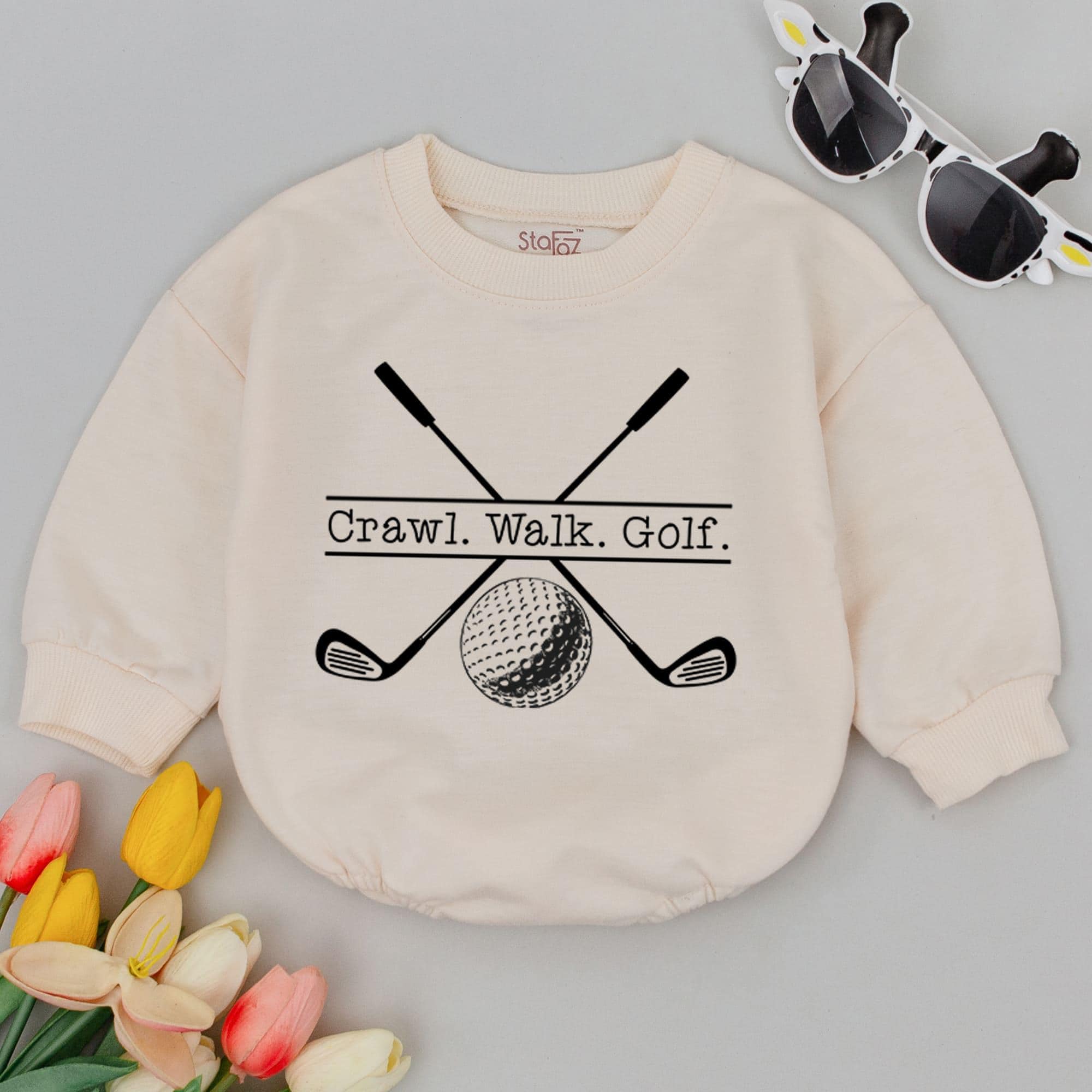 Crawl Walk Golf Baby Romper Soft Cotton Golf Baby Bodysuit Fun Newborn Gift Gender Neutral Baby Shower Present for Dad's Little Golfer