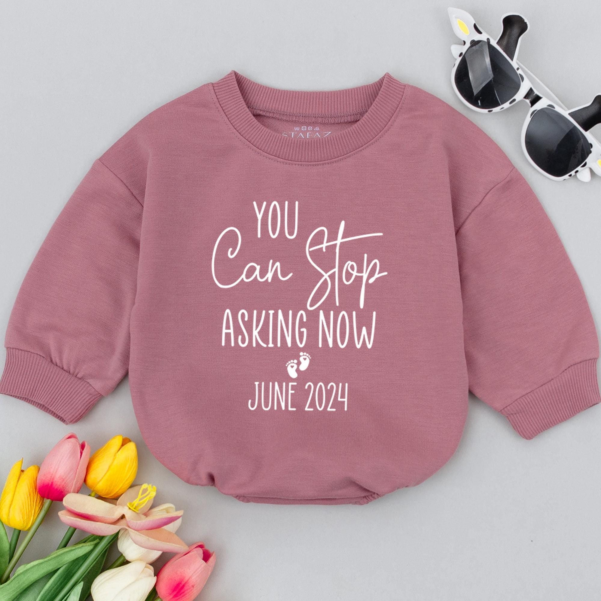 Personalized Baby Romper You Can Stop Asking Now June 2024 Cute Baby Footprints Pregnancy Reveal Infant Outfit Cotton Gift