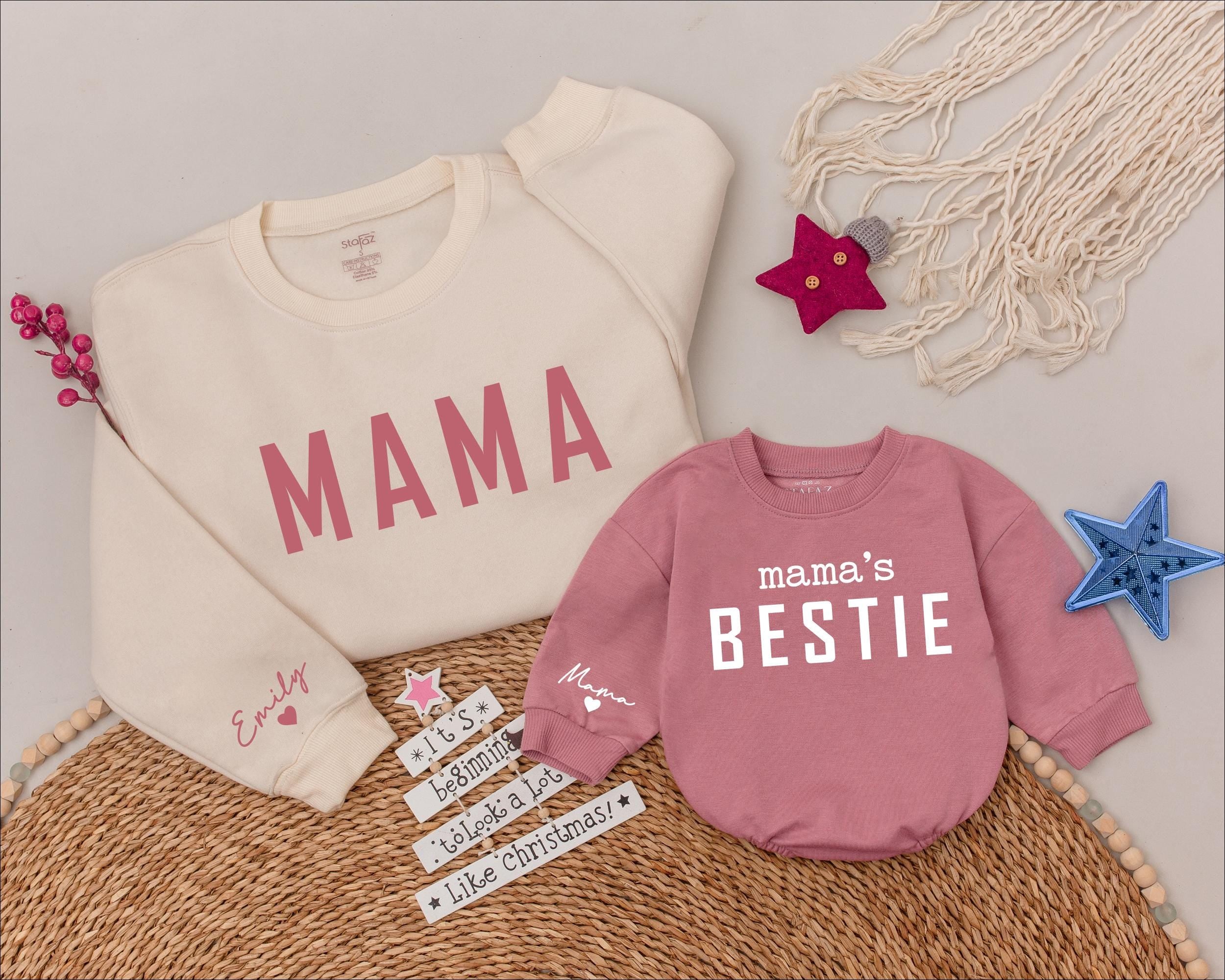 Mama & Mini Matching Sweatshirts with Personalized Text