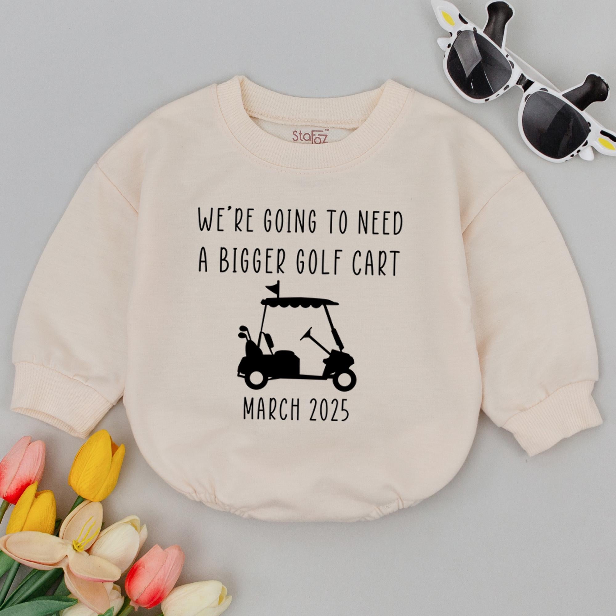 We’re Going To Need A Bigger Golf Cart Baby Romper Nautical Pregnancy Reveal Custom Date Cotton Baby Shower Gift