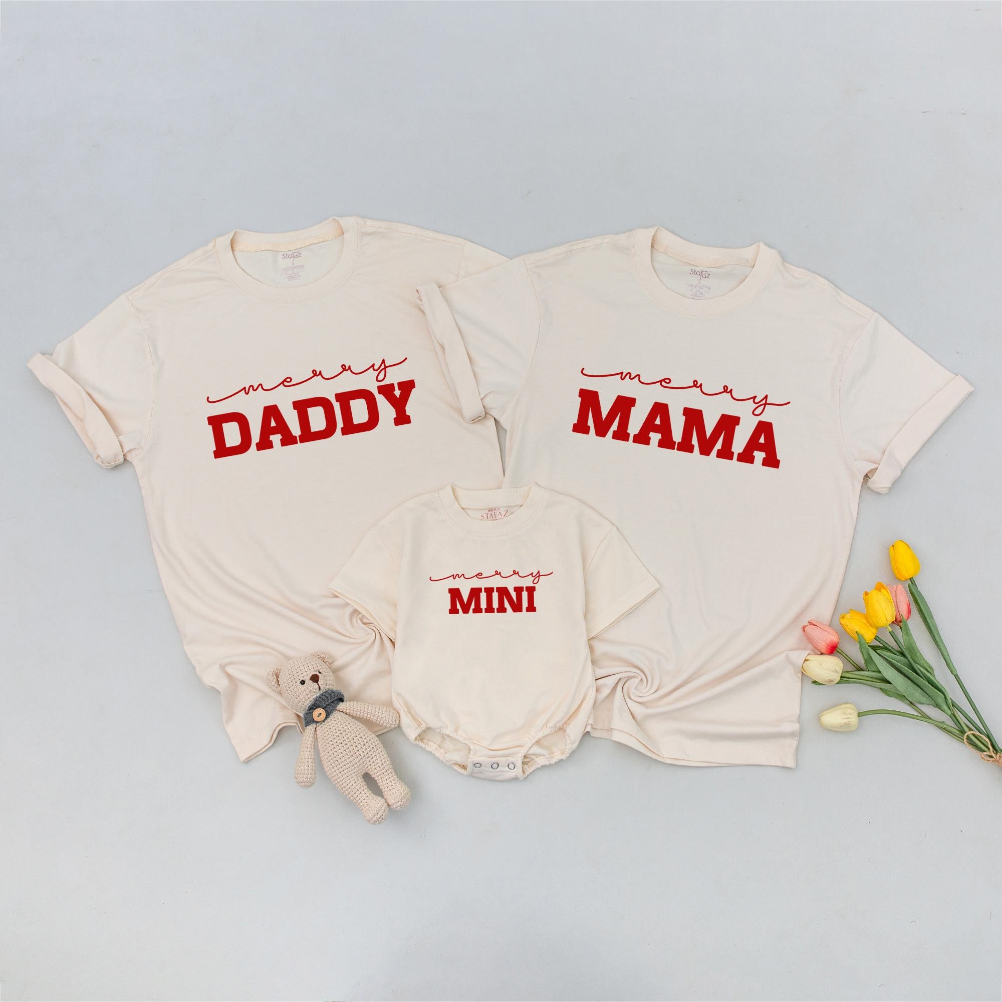 Matching Family Christmas Shirts Merry Theme Holiday Outfit Mom Dad Baby Festive Cotton Design Personalized Gift