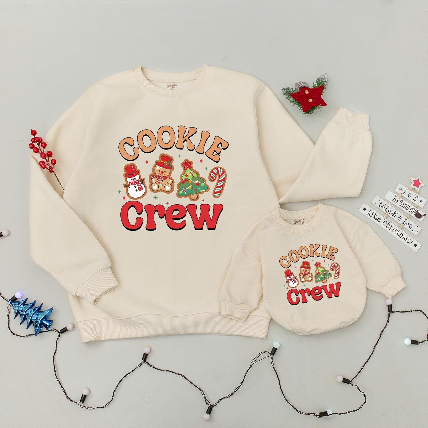 Cookie Crew Christmas Sweatshirts Fun Family Holiday Matching Outfit Cozy Baby Girl Boy Cotton Xmas Gift