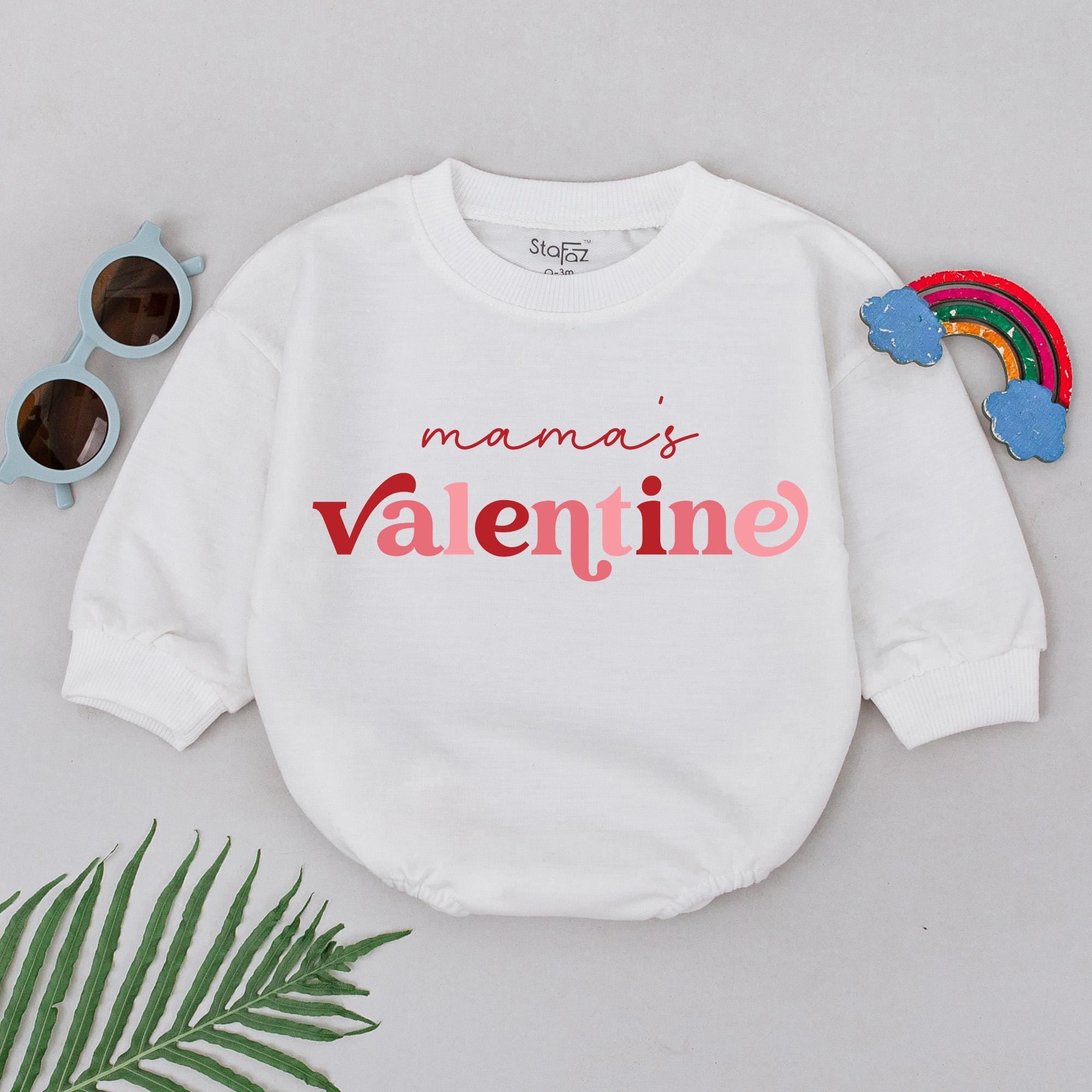 Mama's Valentine Baby Girl Romper First Valentine's Day Outfit Soft Pink Red Design Infant Bodysuit Comfortable Holiday Dress