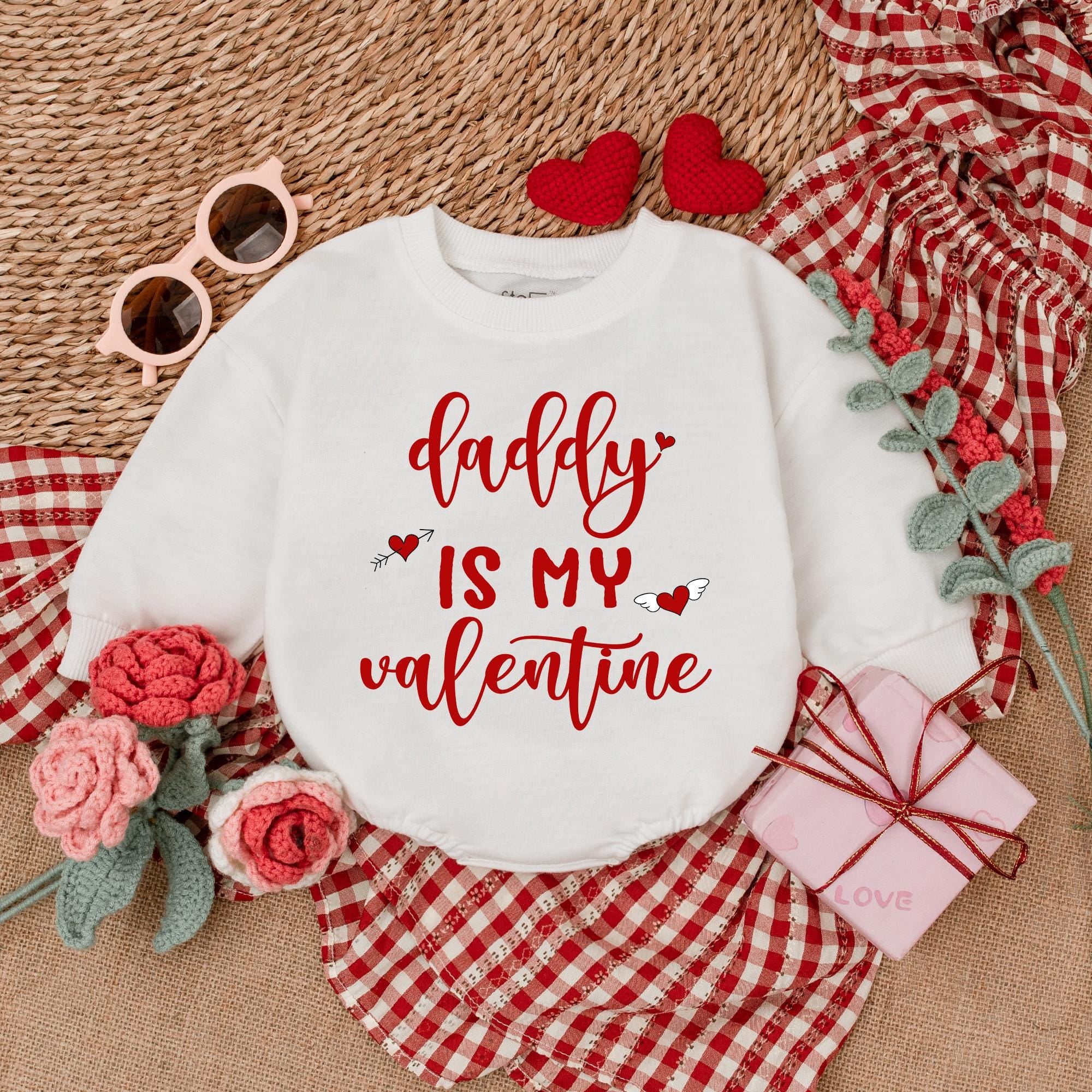 Daddy Is My Valentine Baby Romper Cute Hearts Arrows Design First Valentine's Day Outfit for Boys and Girls Soft Cotton Cozy Festive Wear