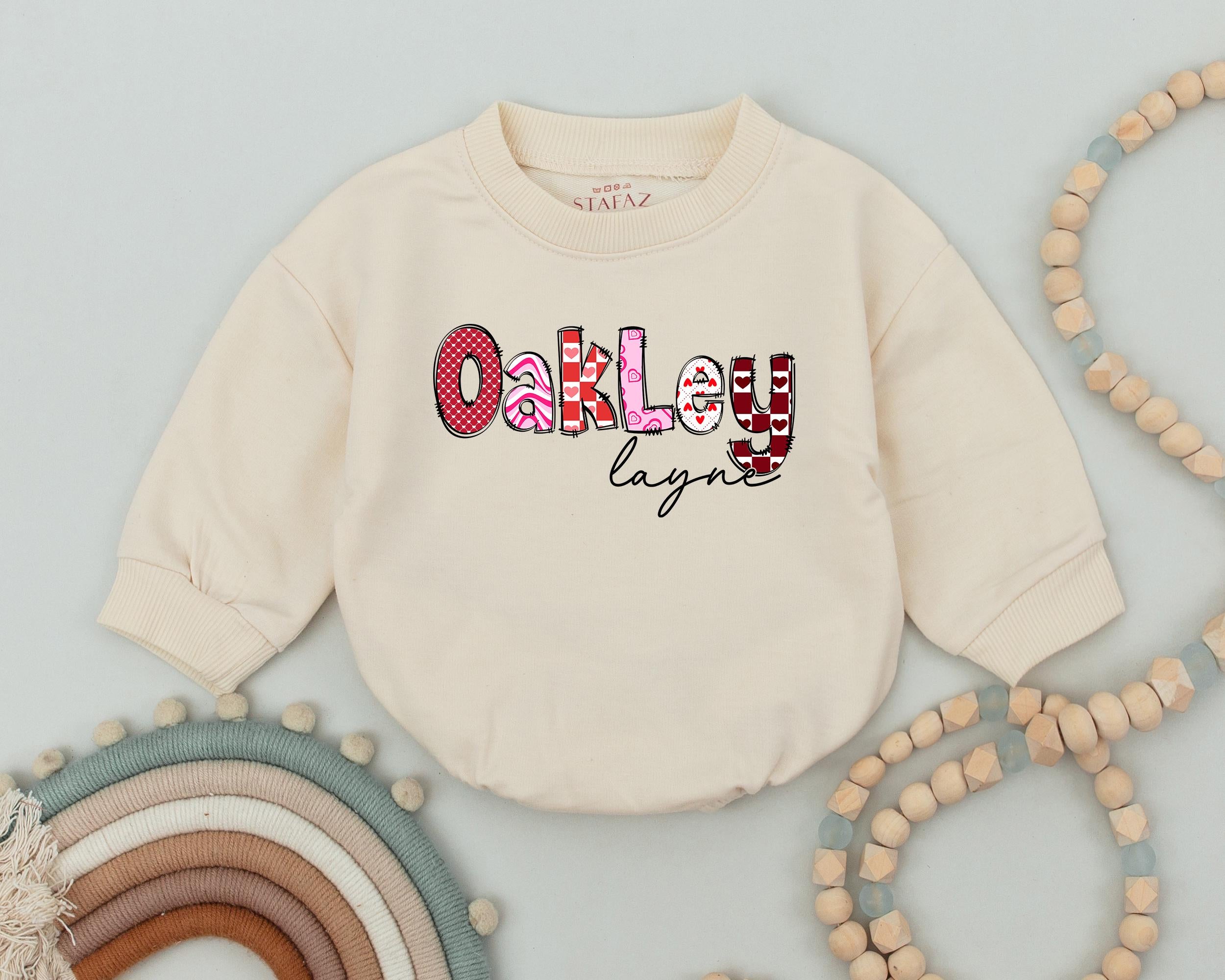 Custom Name Valentine Romper for Baby's First Valentine