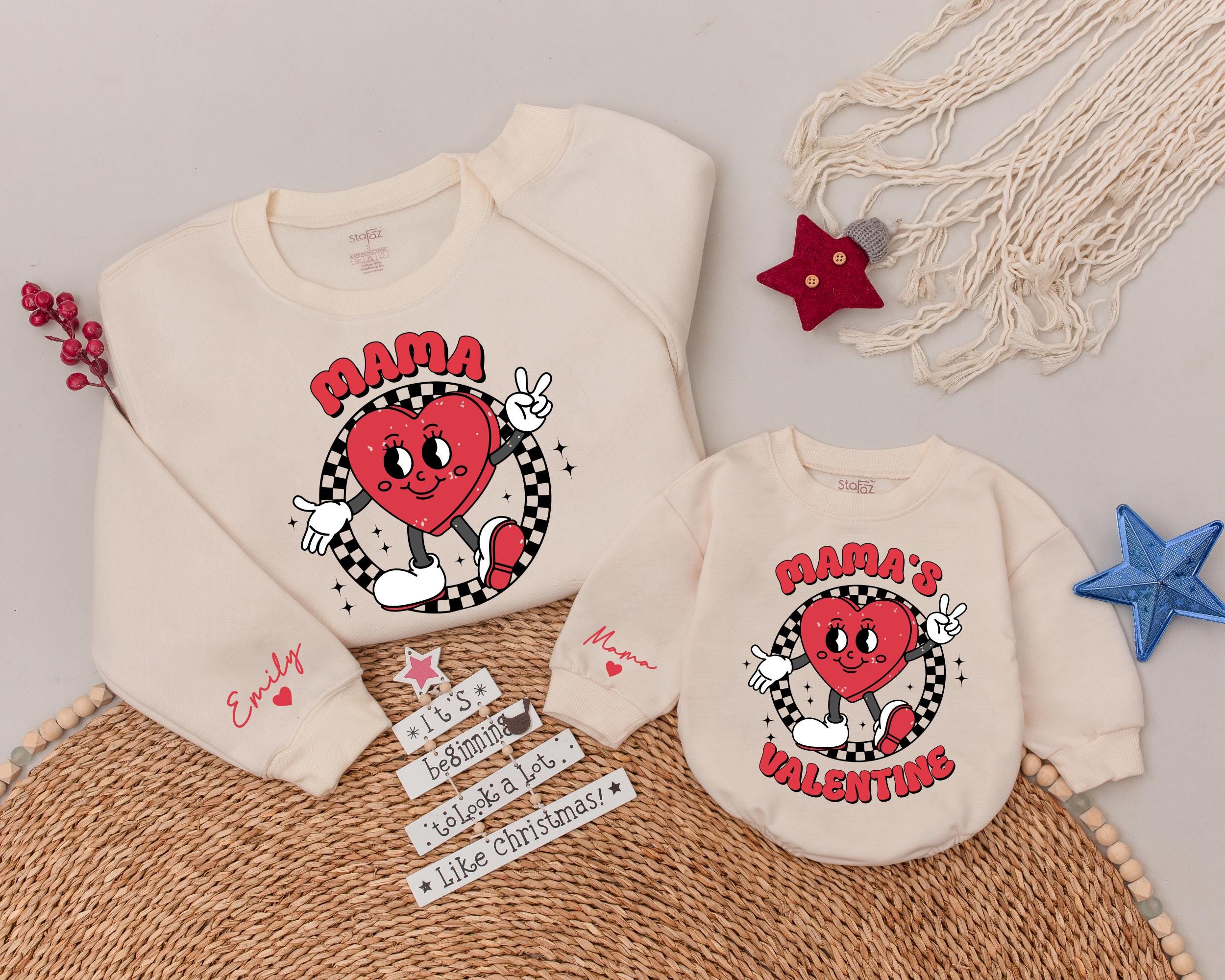 Playful Retro Mama Valentine's Sweatshirts for Family Fun