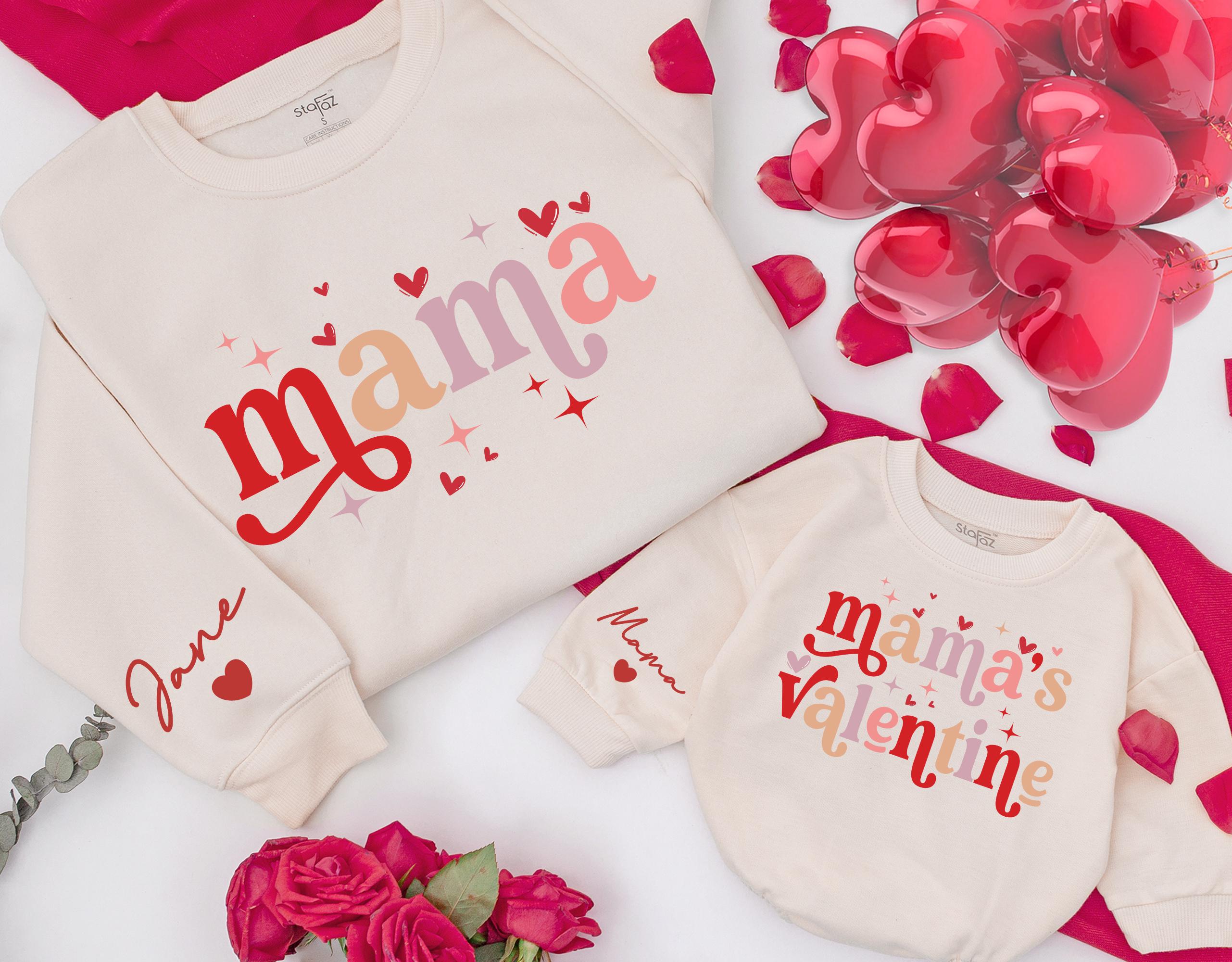 Personalized Retro Mama & Valentine's Matching Sweatshirts