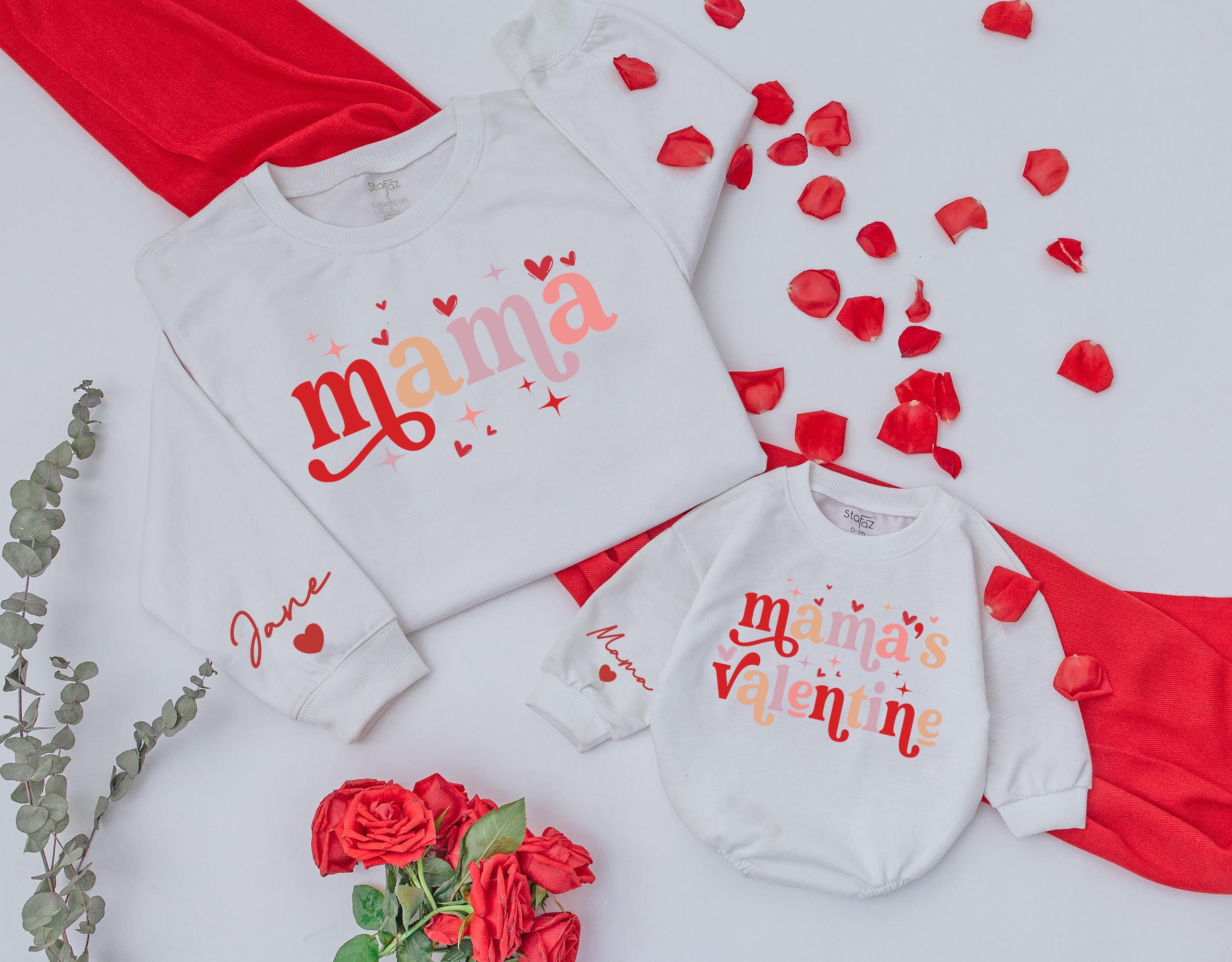 Personalized Retro Mama & Valentine's Matching Sweatshirts