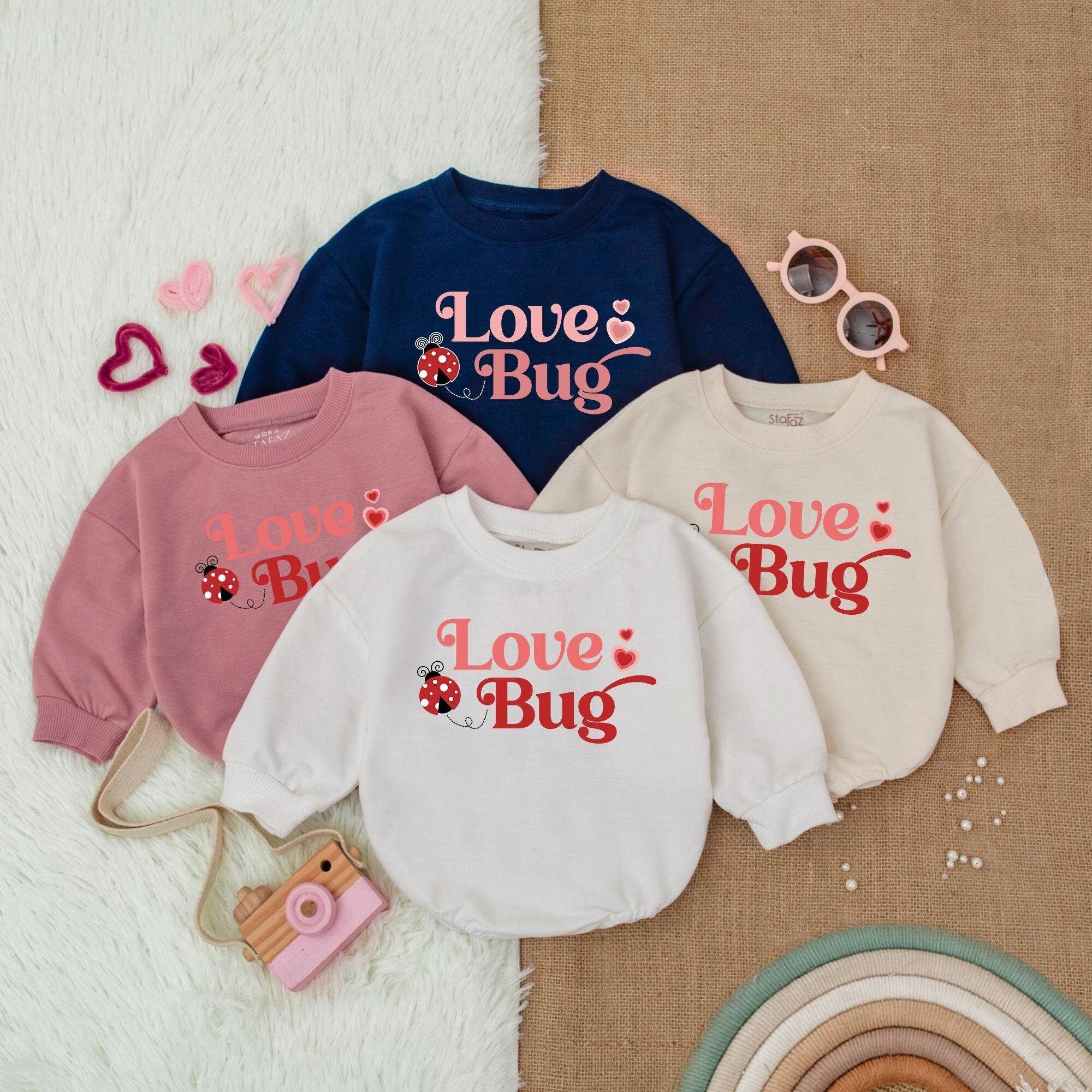 Love Bug Valentine Baby Bubble Romper Cute First Valentine's Outfit Charming Red Pink Ladybug Design Infant Girl Clothes Holiday Gift