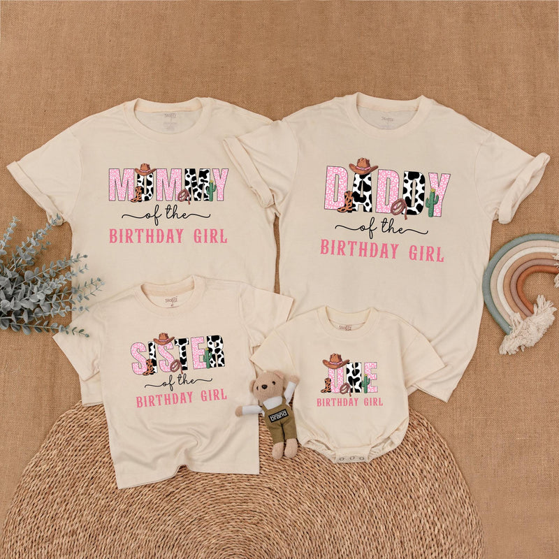 Custom Mommy and Me Matching Family Shirts, Cow Print Western Birthday Outfit, Soft Cotton Toddler Romper and Adult Tee for 1st Birthday
