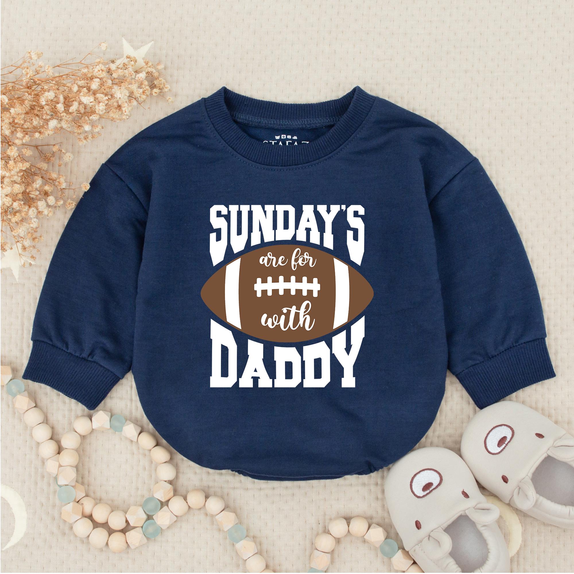 Sunday's are for Football with Daddy Baby Boy Romper Sports Theme Soft Cotton Newborn Outfit Playful Bold Design Comfortable Infant Clothes