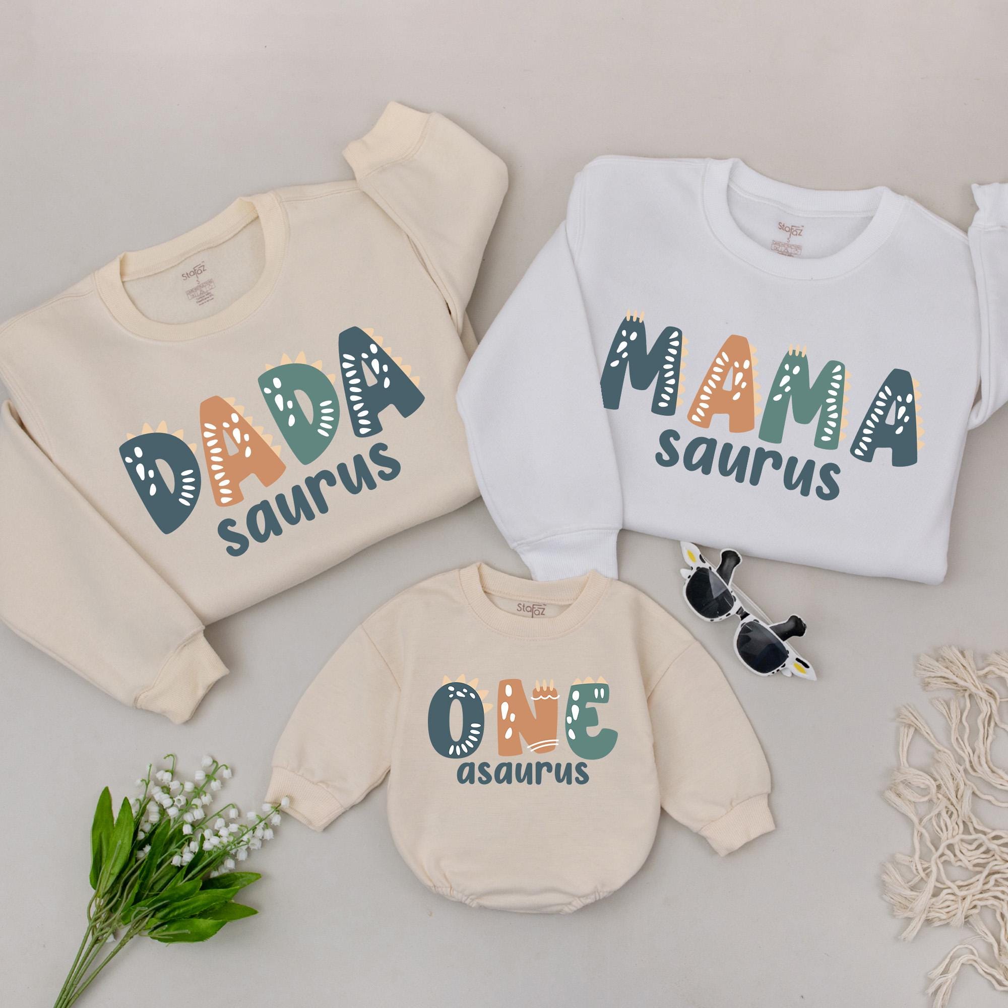 Custom Dinosaur Family Romper for 1st Birthday Celebration