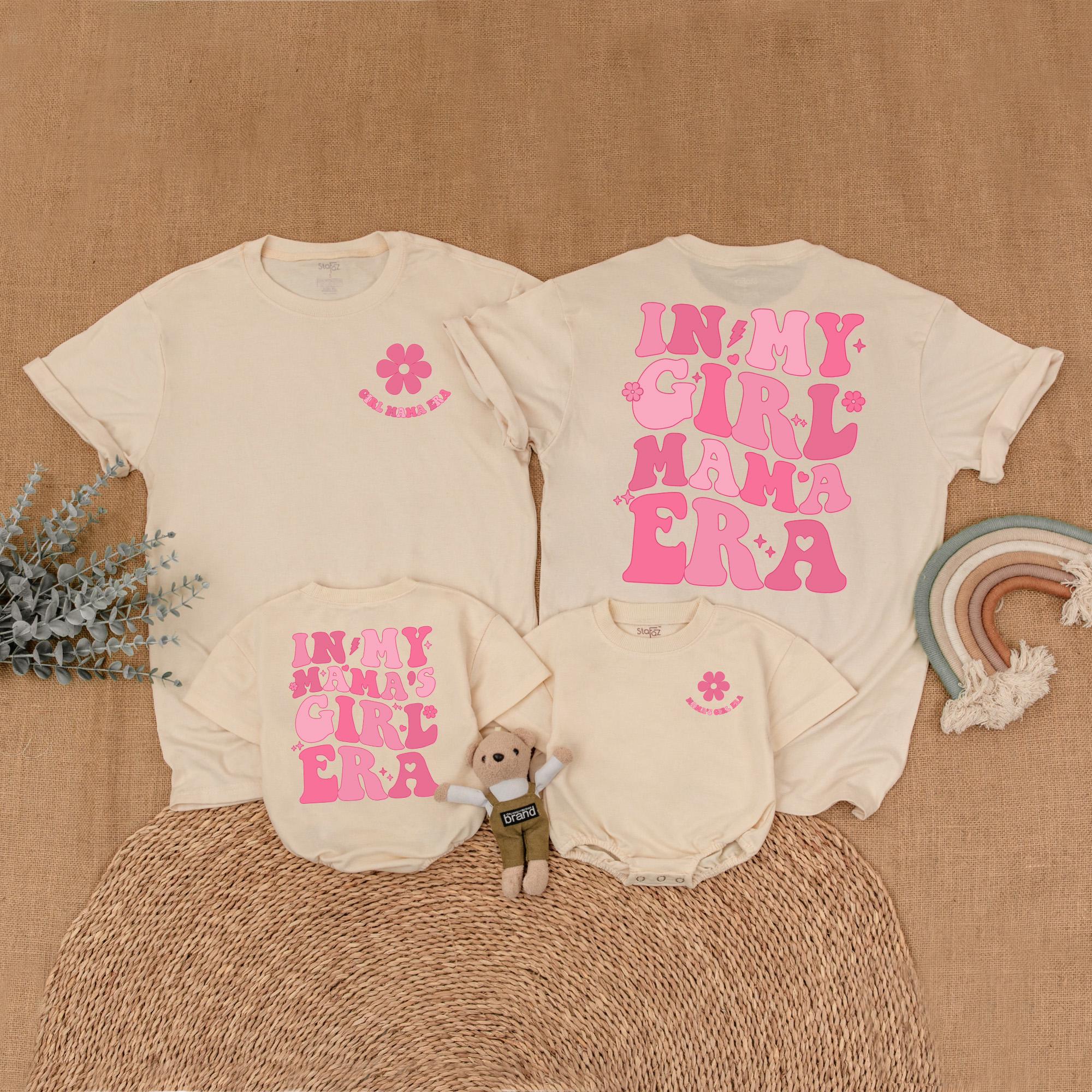 In My Girl Mama Era Matching Shirts, Vintage Pink Floral Design for Mom and Daughter, Custom Family Outfit, Fun Retro Style